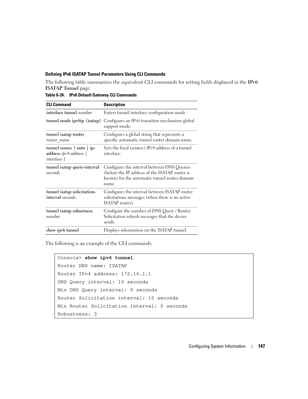 Dell 3548 manual Console show ipv6 tunnel 