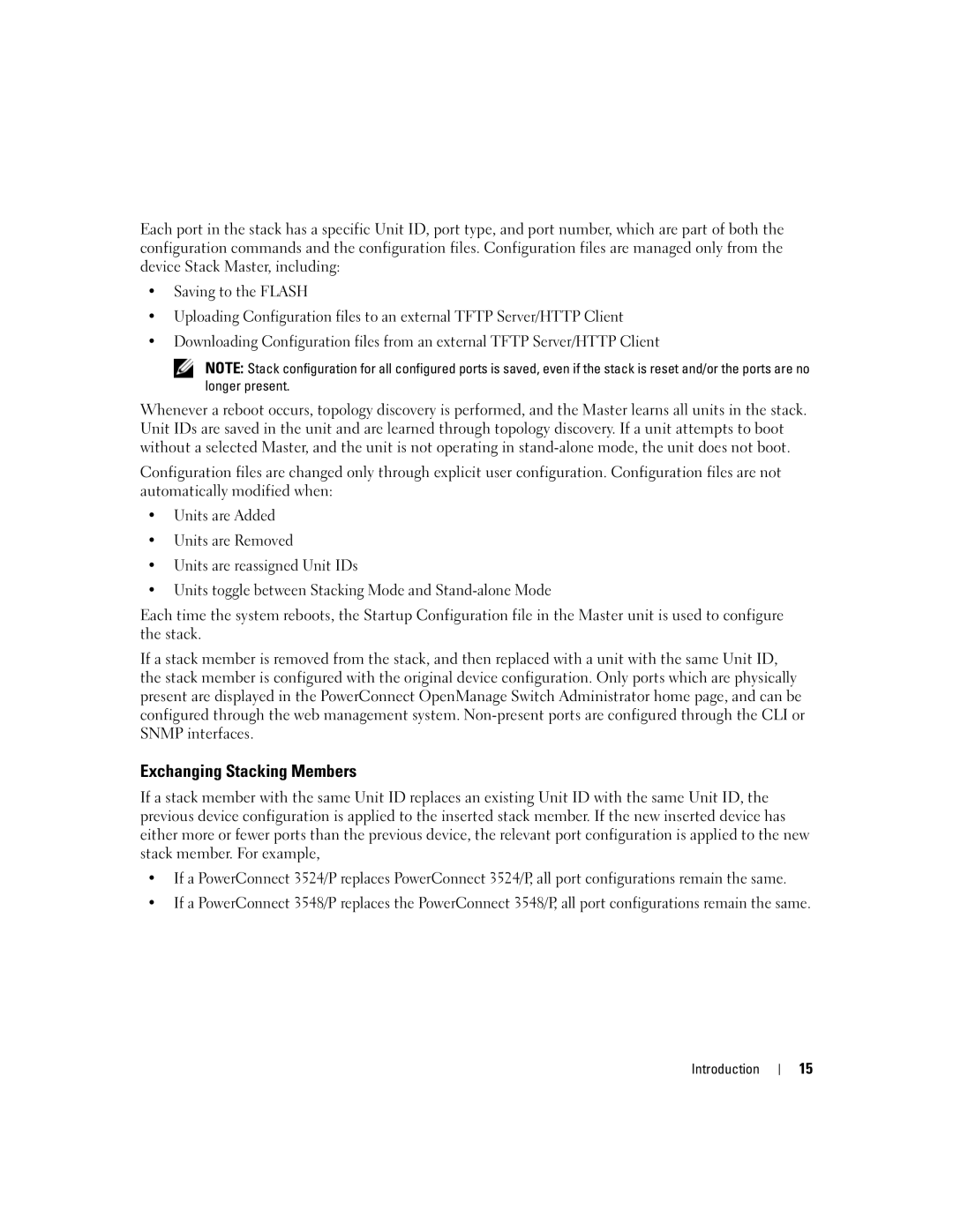 Dell 3548 manual Exchanging Stacking Members 