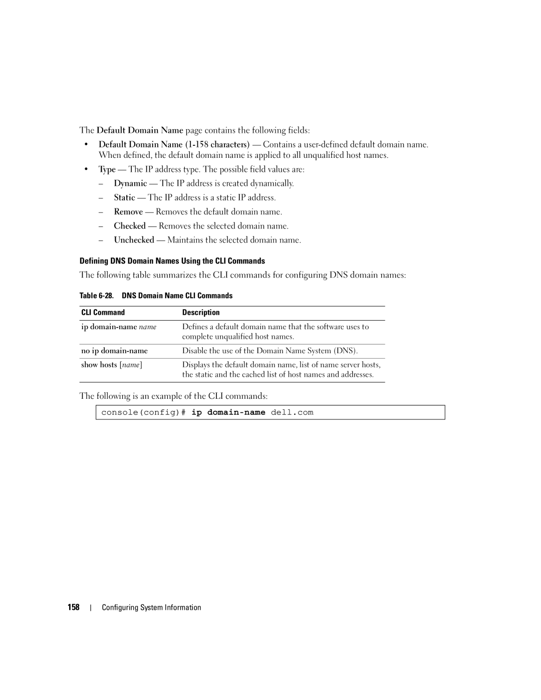 Dell 3548 manual Consoleconfig# ip domain-namedell.com 