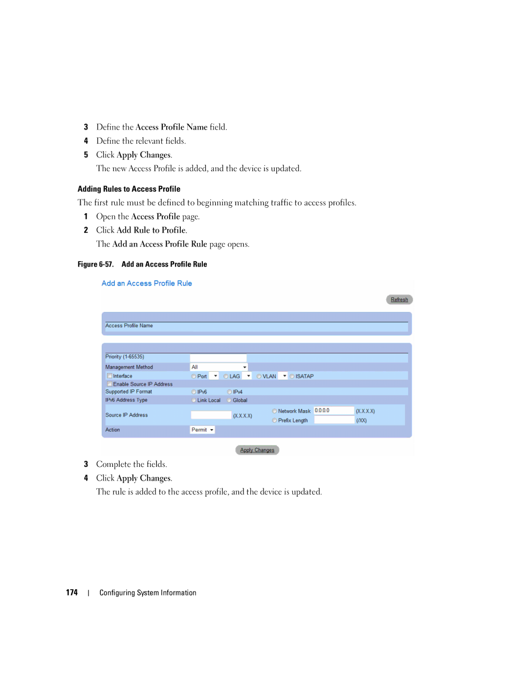 Dell 3548 manual Add an Access Profile Rule 