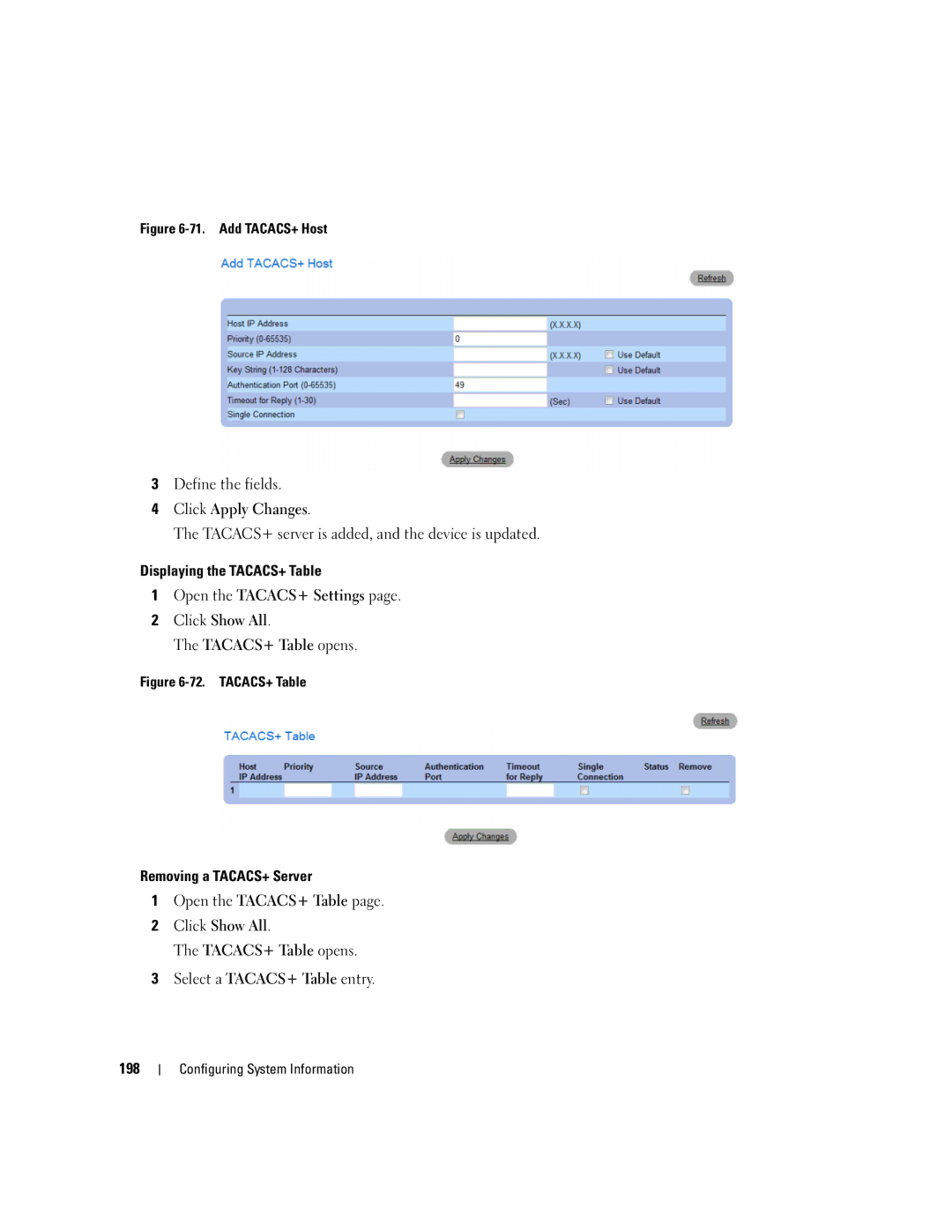 Dell 3548 manual Add TACACS+ Host 