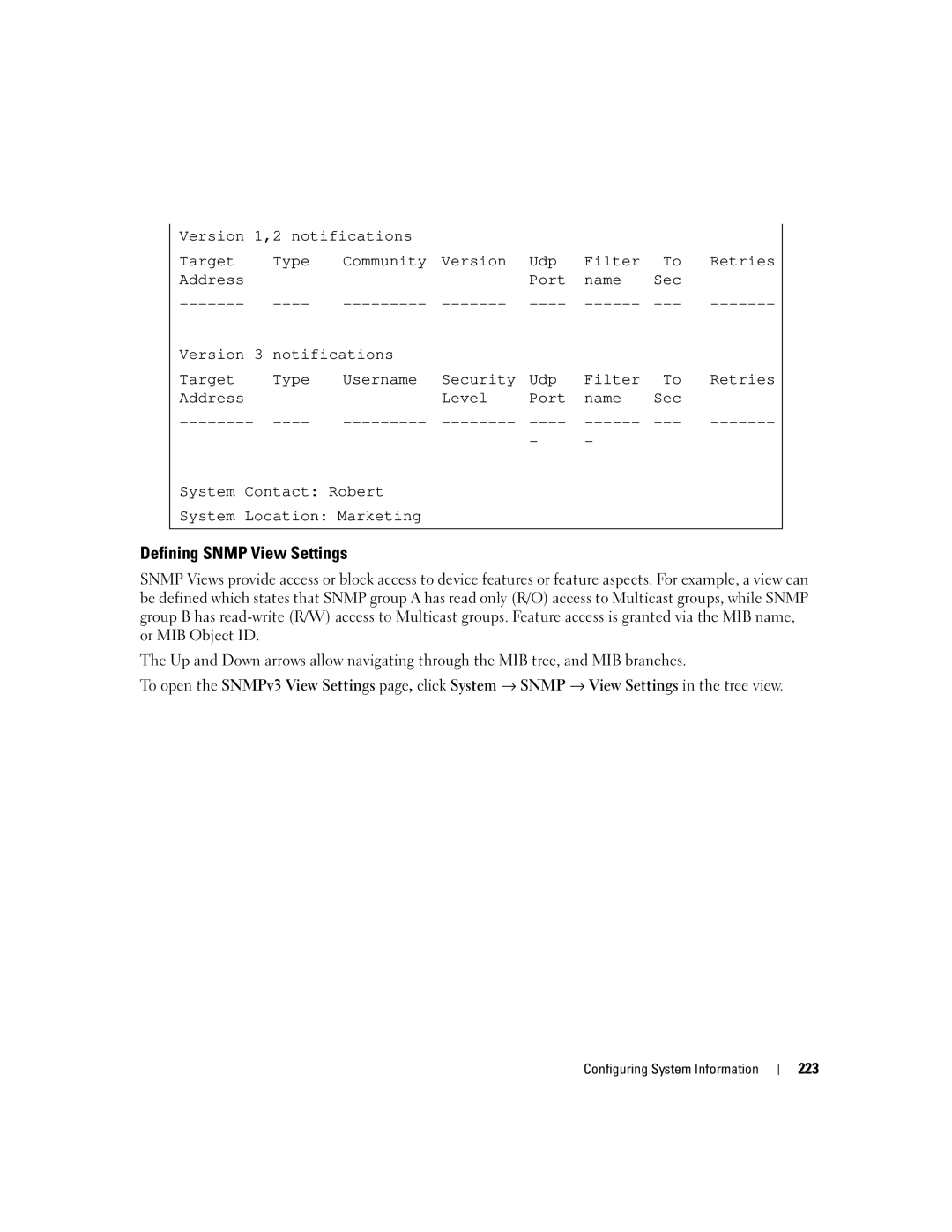 Dell 3548 manual Defining Snmp View Settings 