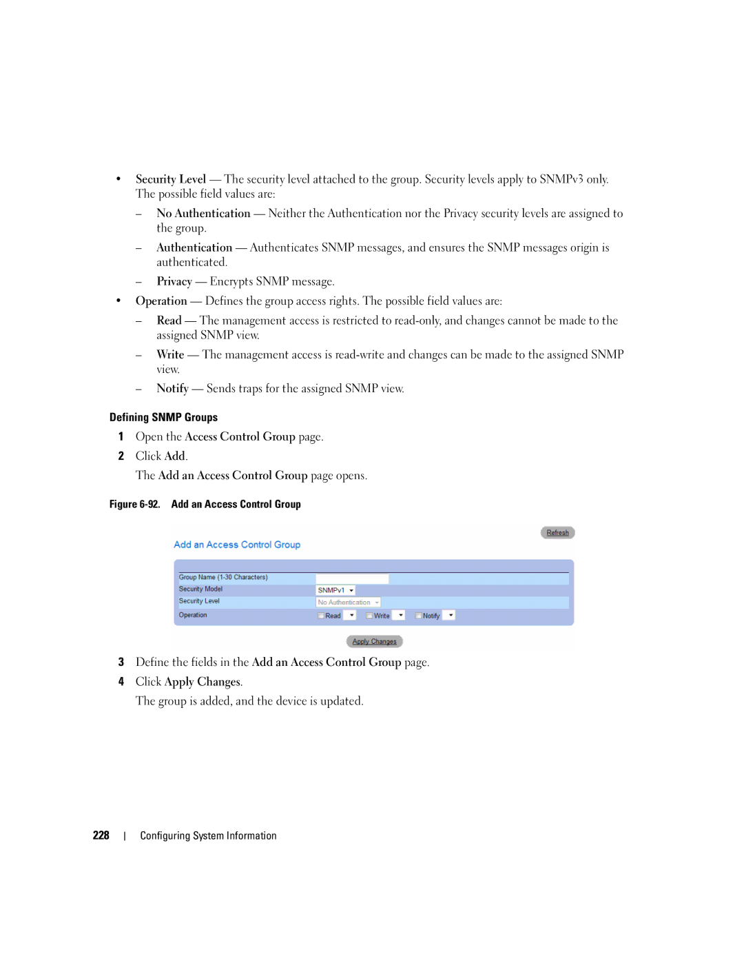 Dell 3548 manual Add an Access Control Group 