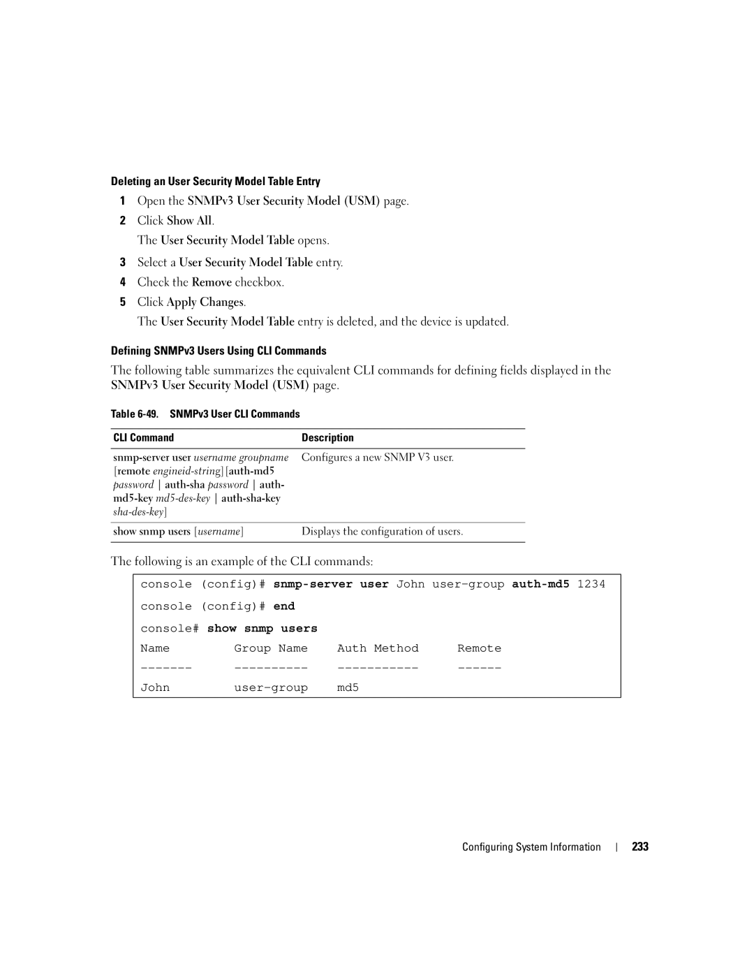 Dell 3548 manual Console# show snmp users 