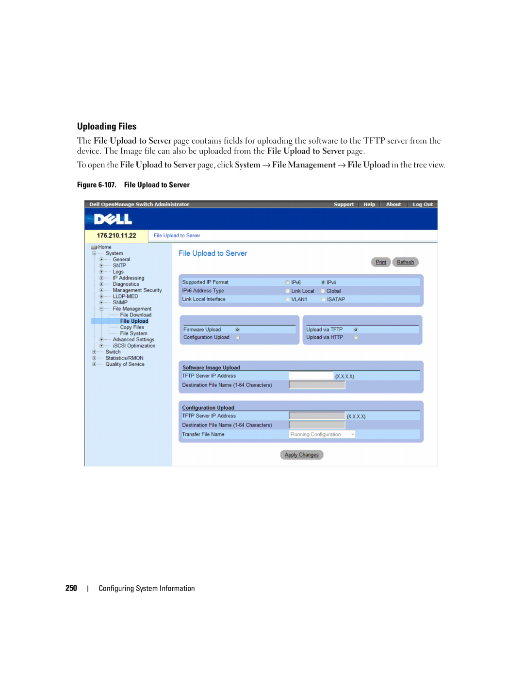 Dell 3548 manual Uploading Files, File Upload to Server 