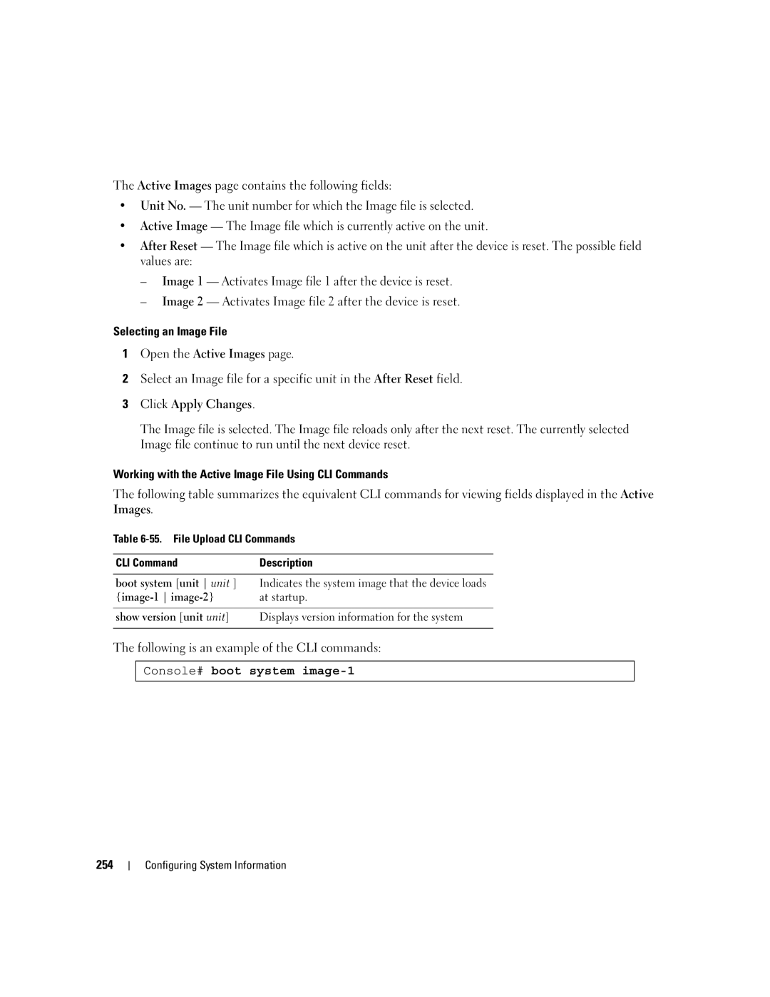 Dell 3548 manual Console# boot system image-1 