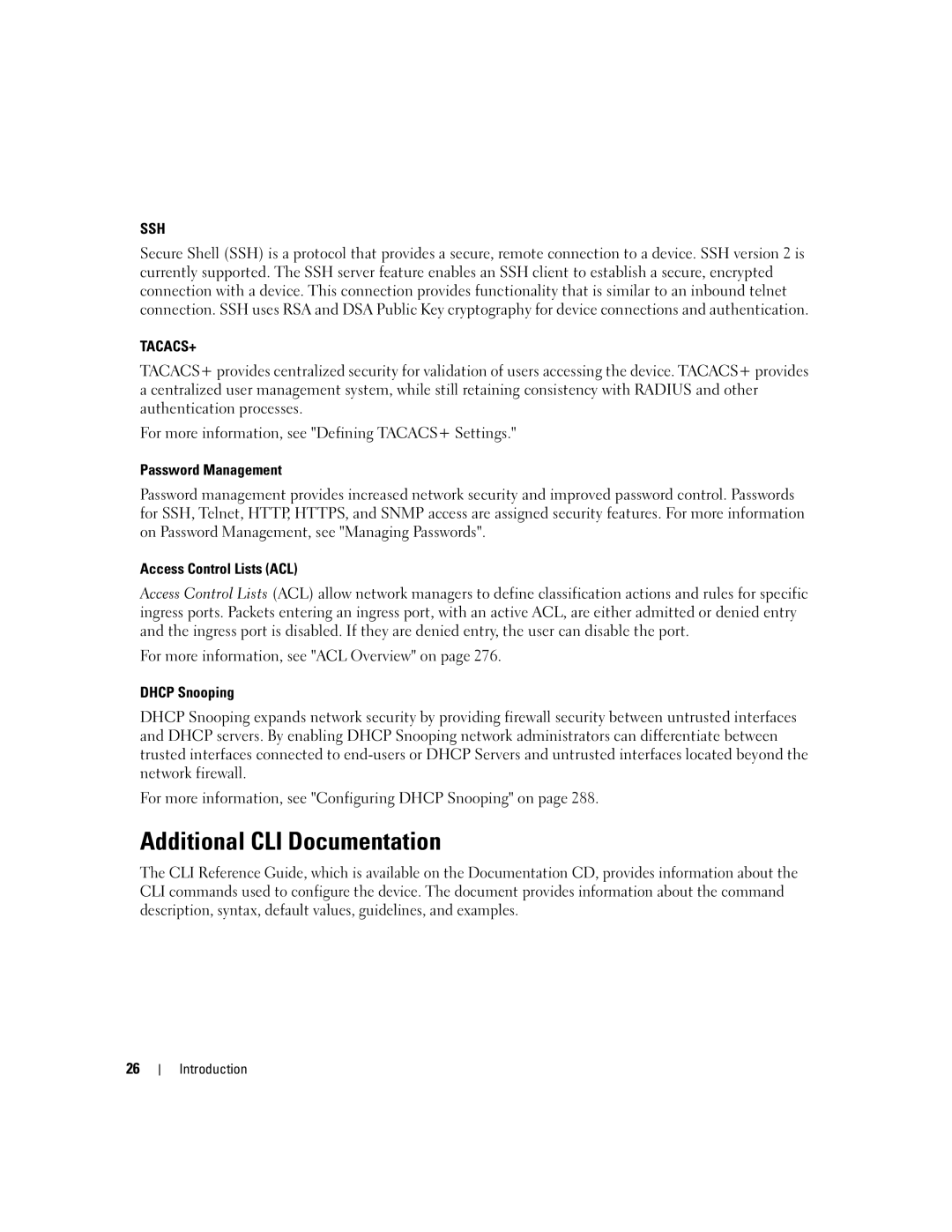 Dell 3548 manual Additional CLI Documentation, Ssh 