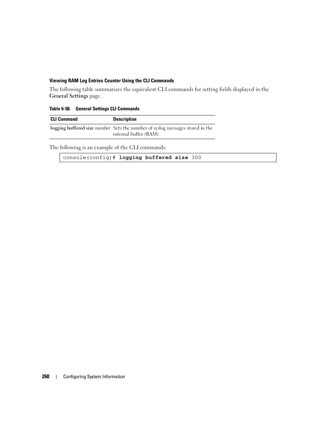 Dell 3548 manual Consoleconfig# logging buffered size 