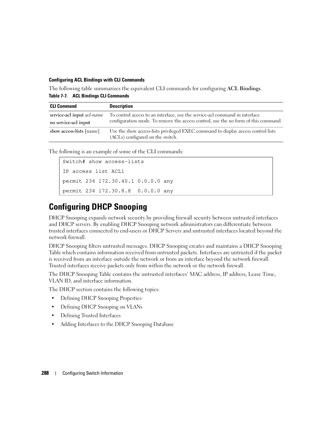 Dell 3548 manual Configuring Dhcp Snooping 