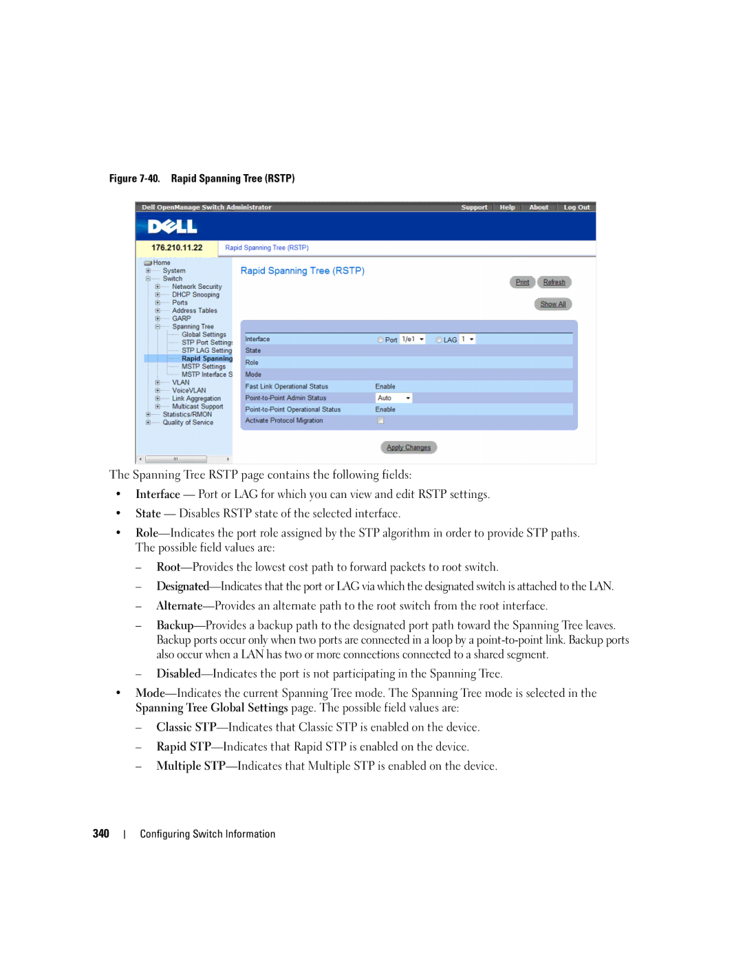 Dell 3548 manual Rapid Spanning Tree Rstp 