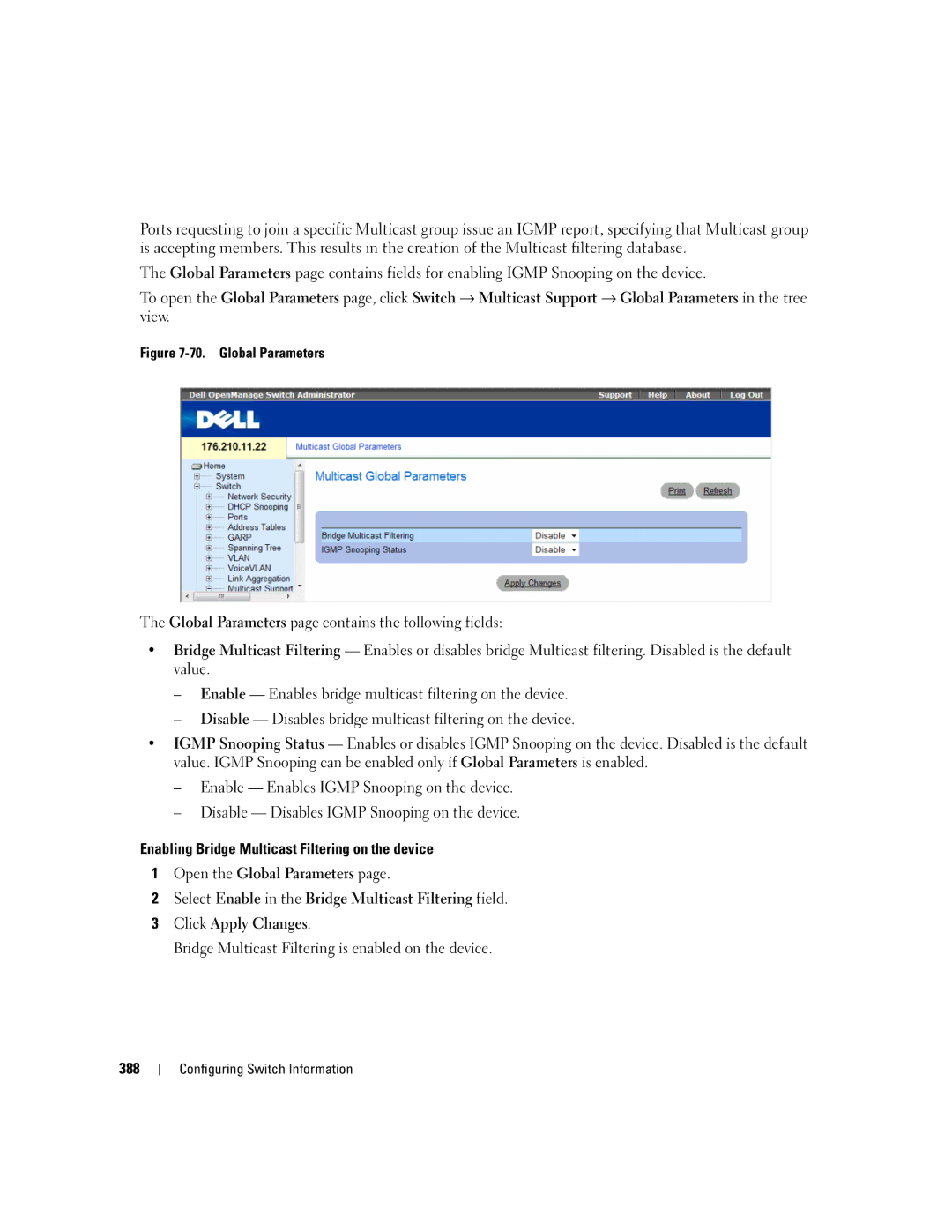 Dell 3548 manual Global Parameters 