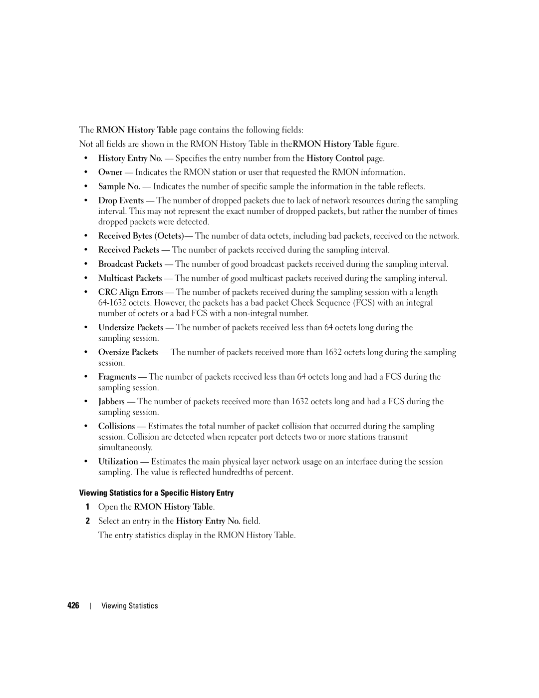 Dell 3548 manual Viewing Statistics 