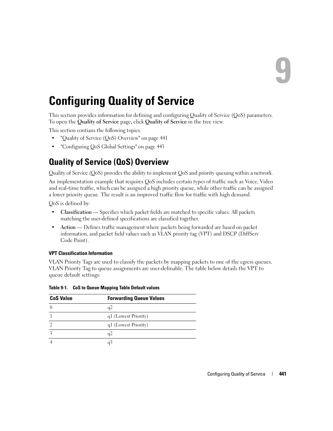 Dell 3548 manual Configuring Quality of Service, Quality of Service QoS Overview 