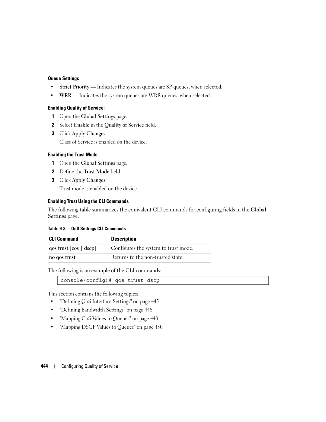 Dell 3548 manual Consoleconfig# qos trust dscp 