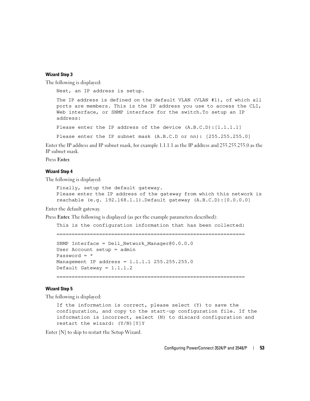 Dell 3548 manual Wizard Step Following is displayed 