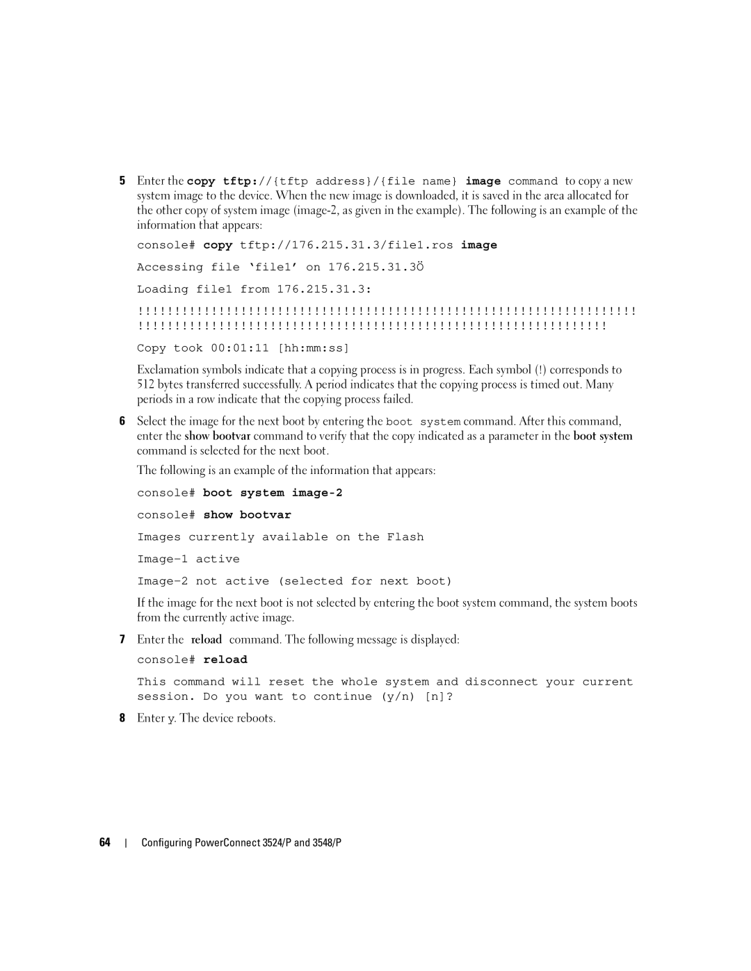 Dell 3548 manual Enter y. The device reboots 