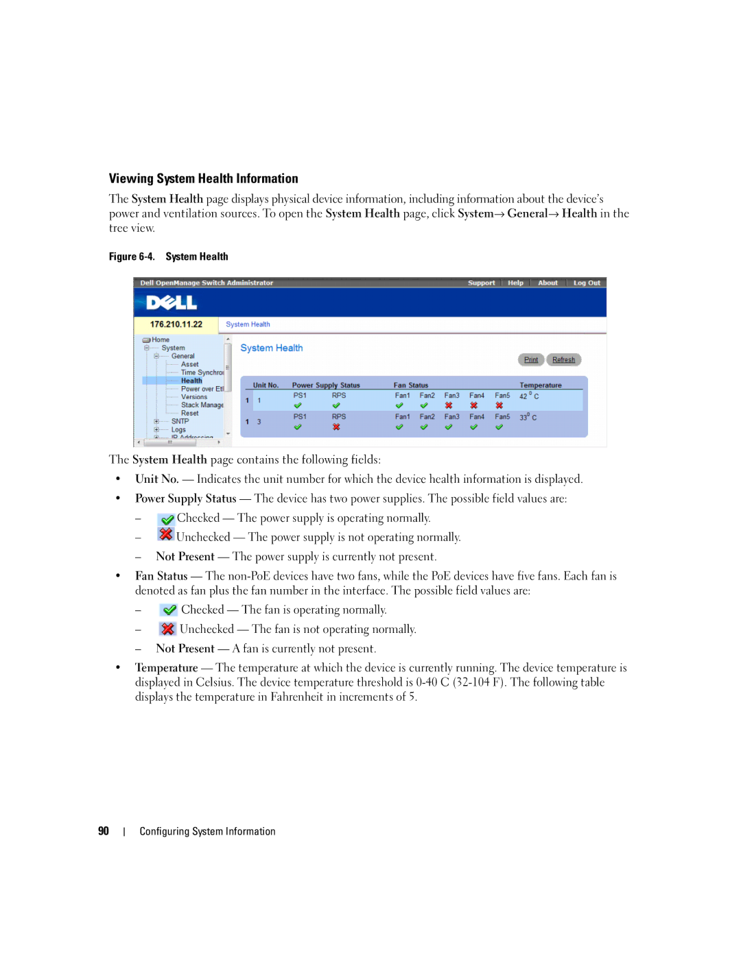 Dell 3548 manual Viewing System Health Information 