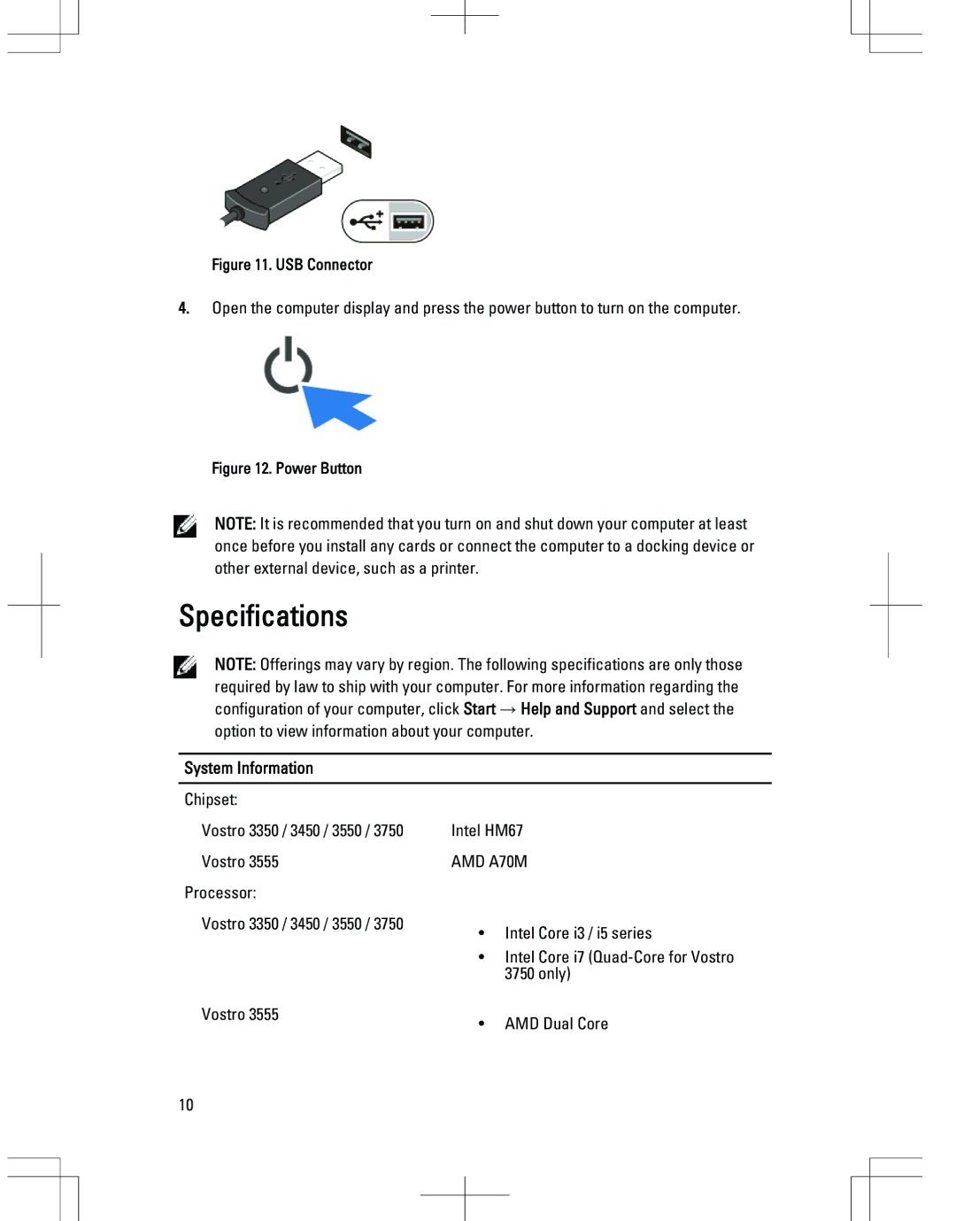 Dell 3550, 3555, 3750, 3350, 3450 manual Specifications, System Information 