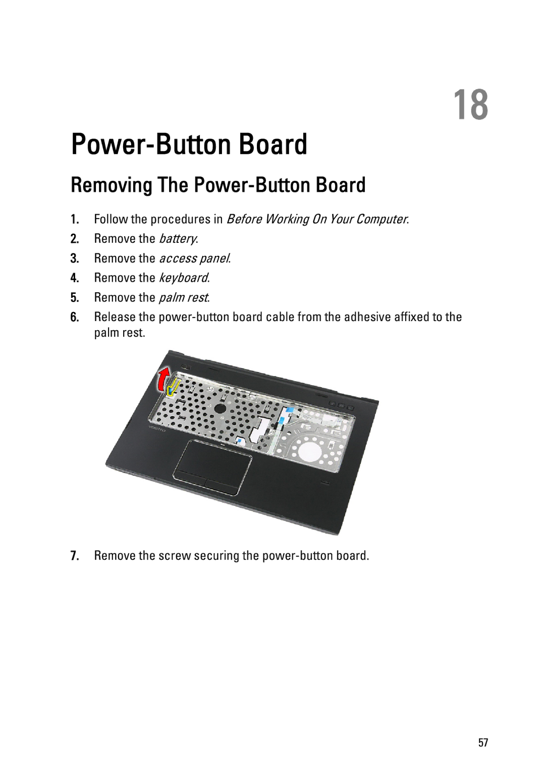 Dell 3550 owner manual Removing The Power-Button Board 