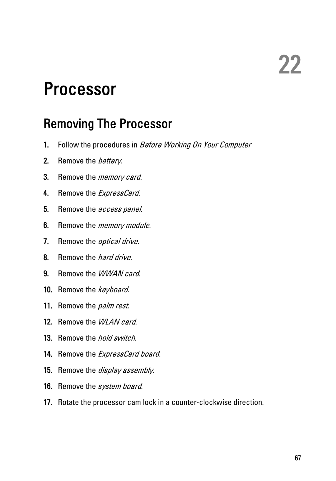 Dell 3550 owner manual Removing The Processor 