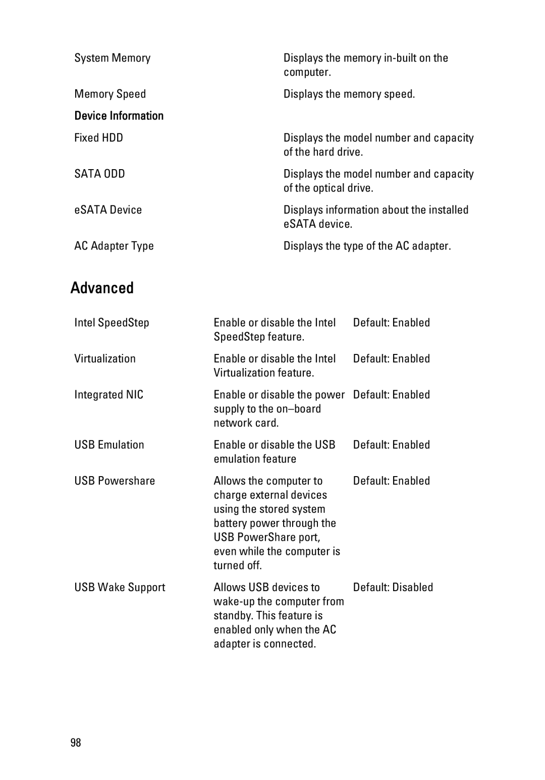 Dell 3550 owner manual Device Information, Sata ODD 