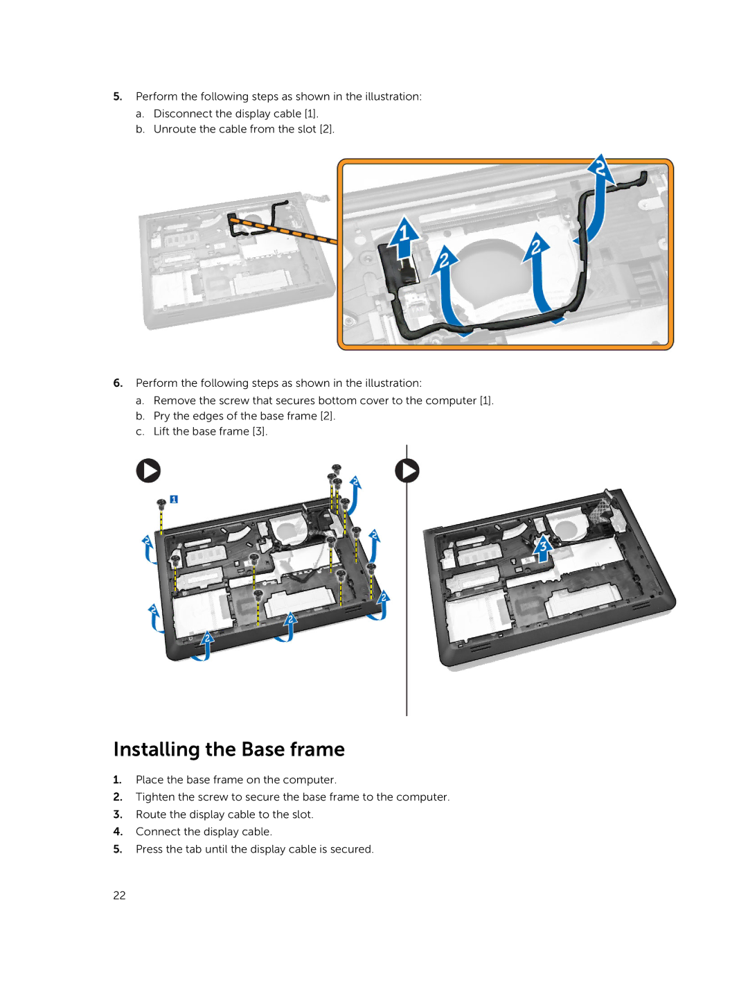 Dell 3550 owner manual Installing the Base frame 