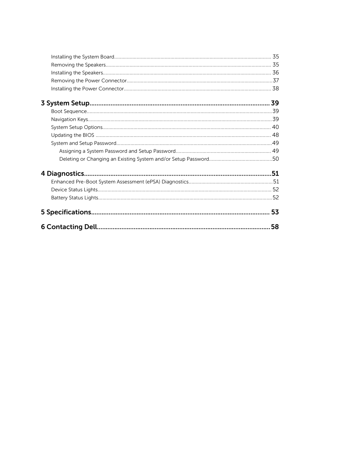 Dell 3550 owner manual Specifications Contacting Dell 