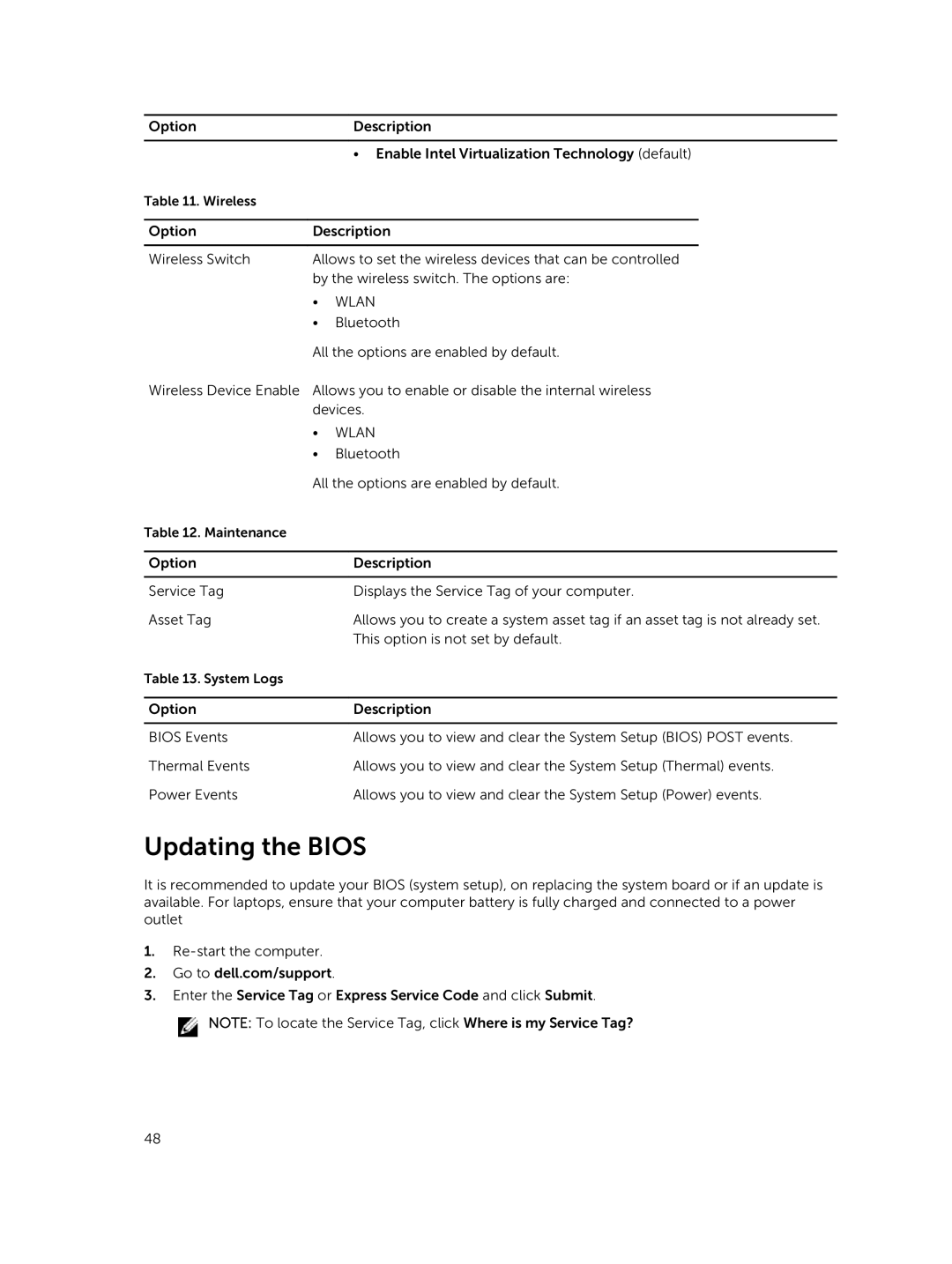 Dell 3550 owner manual Updating the Bios, Wlan 