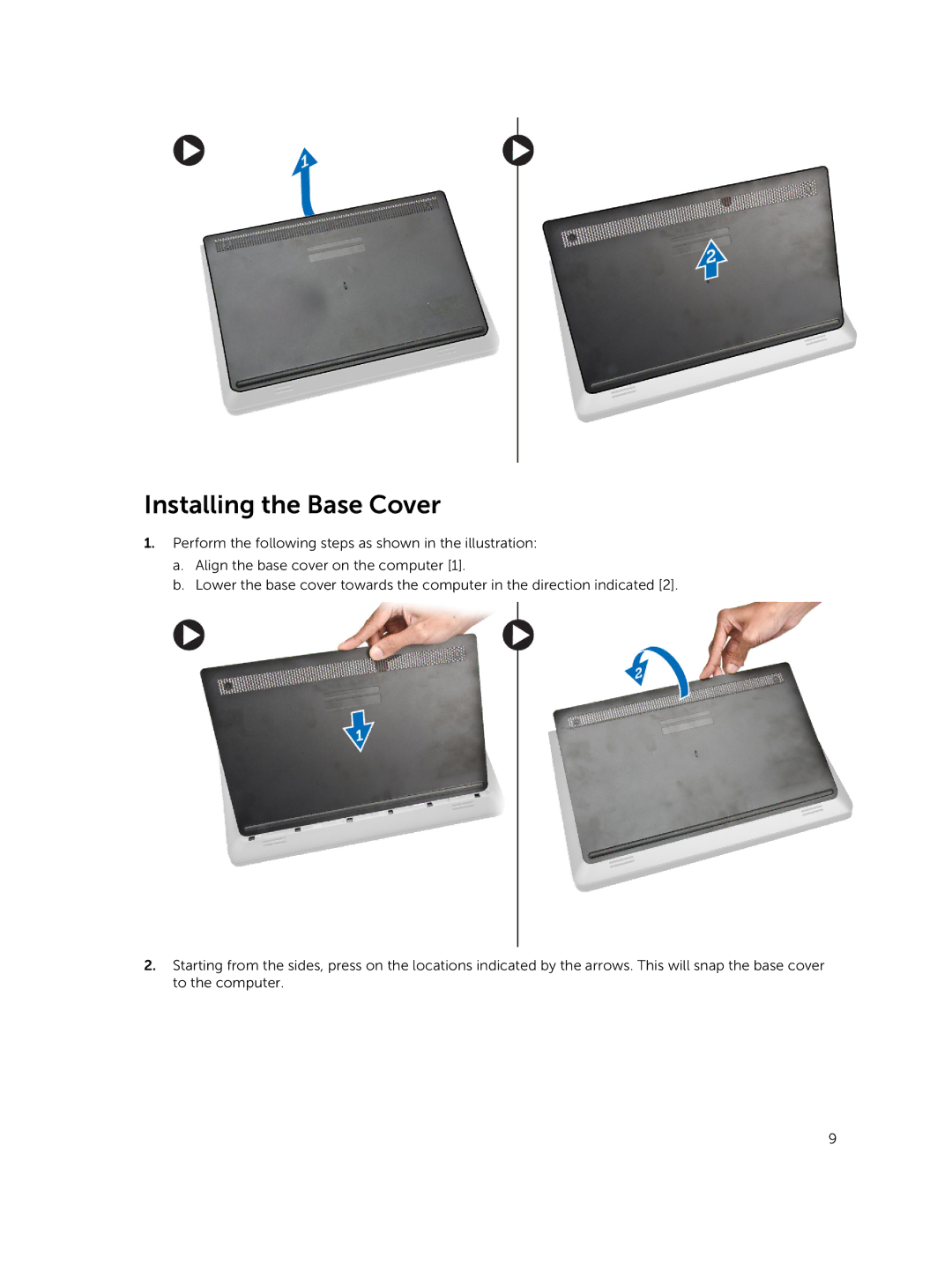 Dell 3550 owner manual Installing the Base Cover 