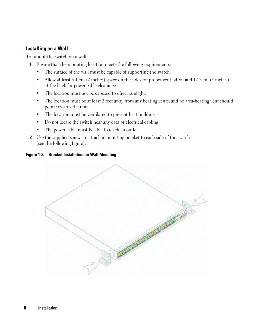 Dell 35XX manual Installing on a Wall, To mount the switch on a wall 