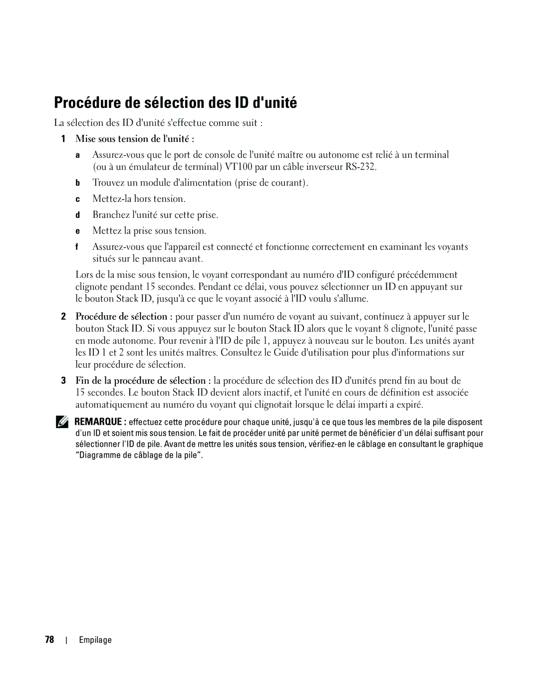 Dell 35XX manual Procédure de sélection des ID dunité, La sélection des ID dunité seffectue comme suit 