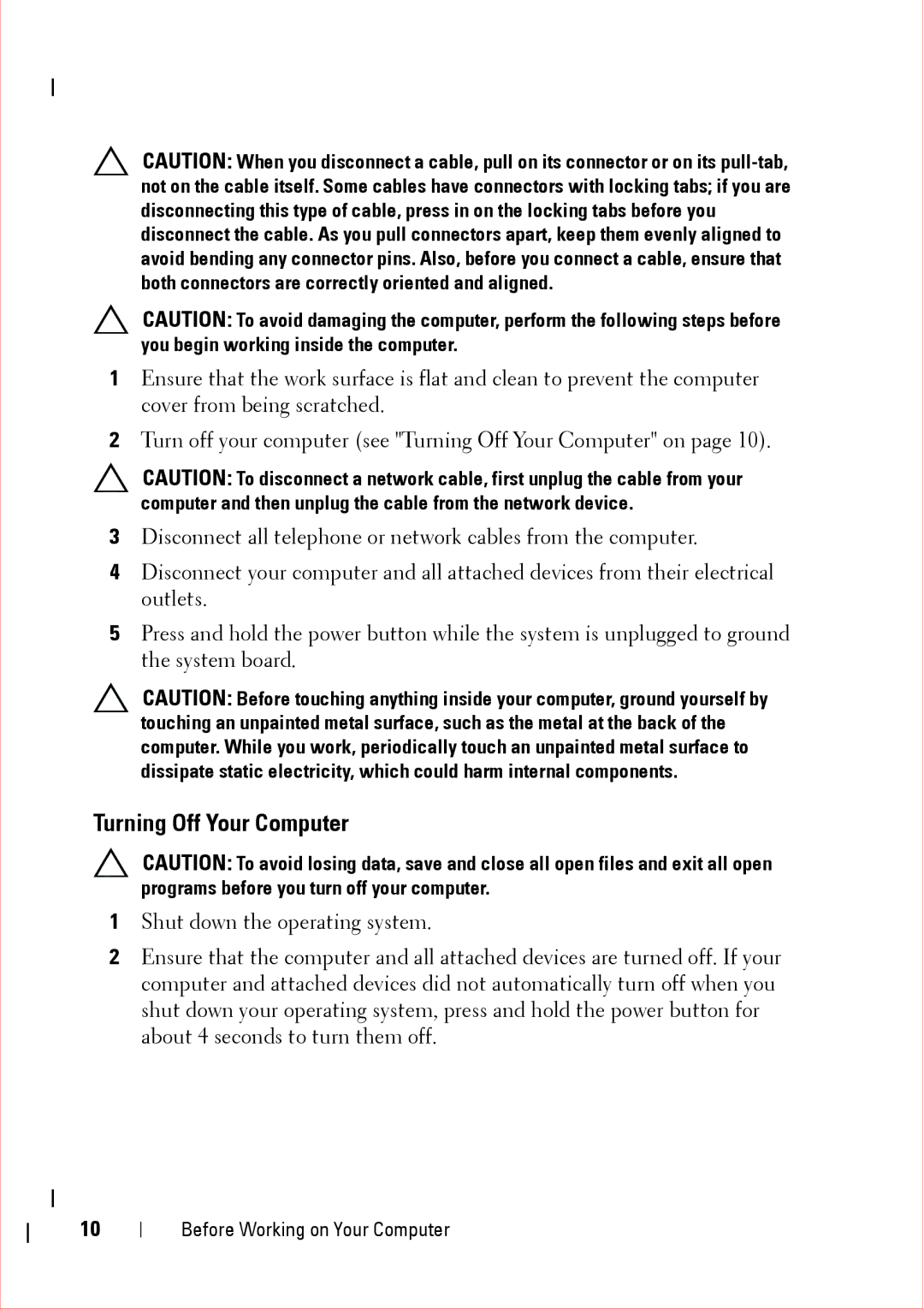 Dell 360 service manual Turning Off Your Computer 