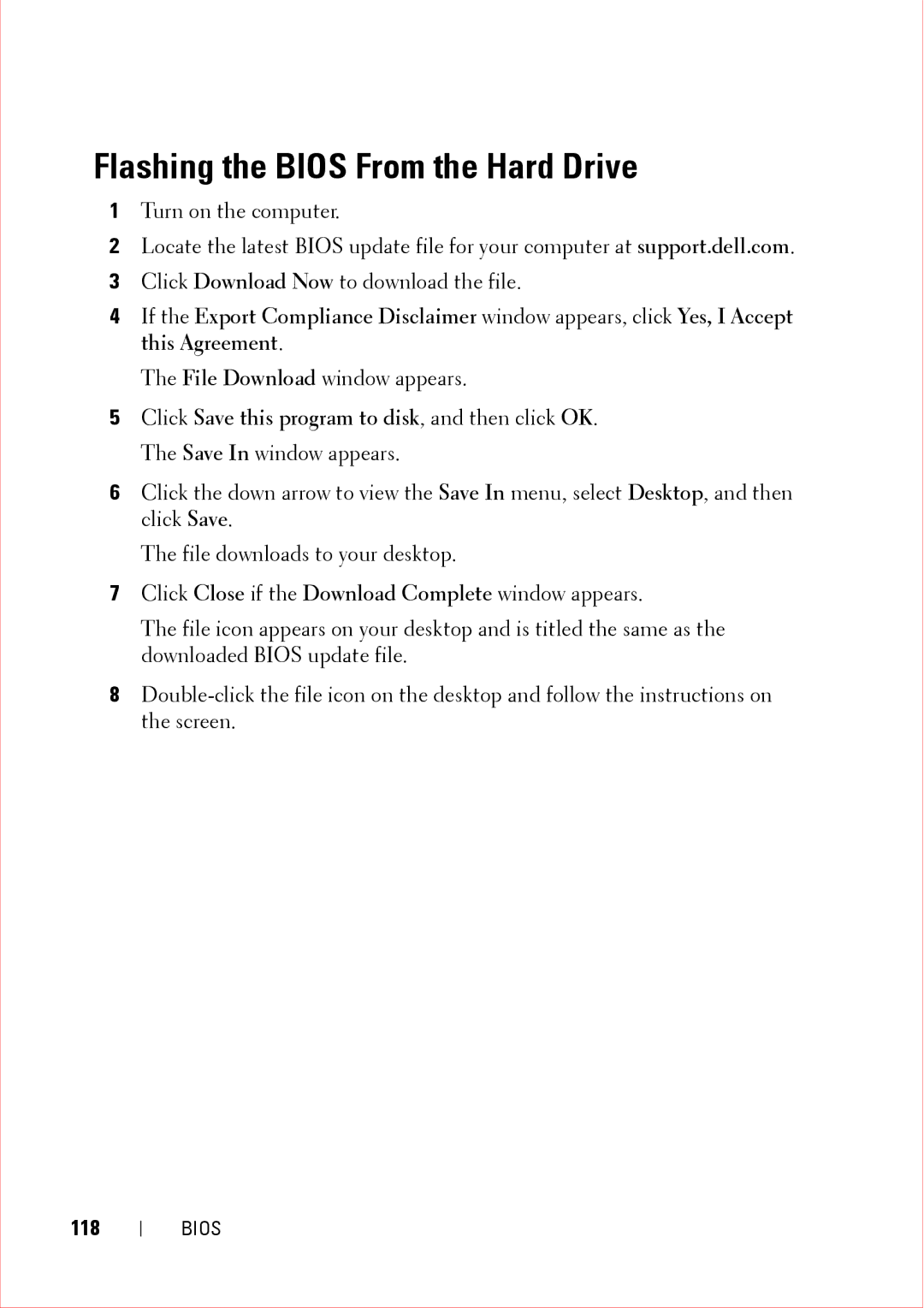 Dell 360 service manual Flashing the Bios From the Hard Drive, 118 