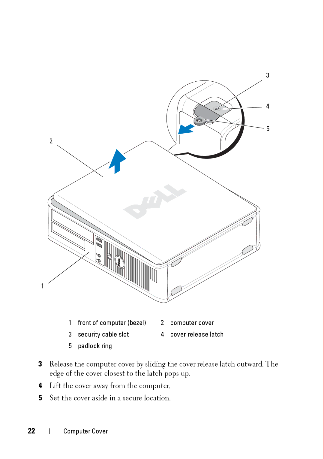 Dell 360 service manual Computer cover 