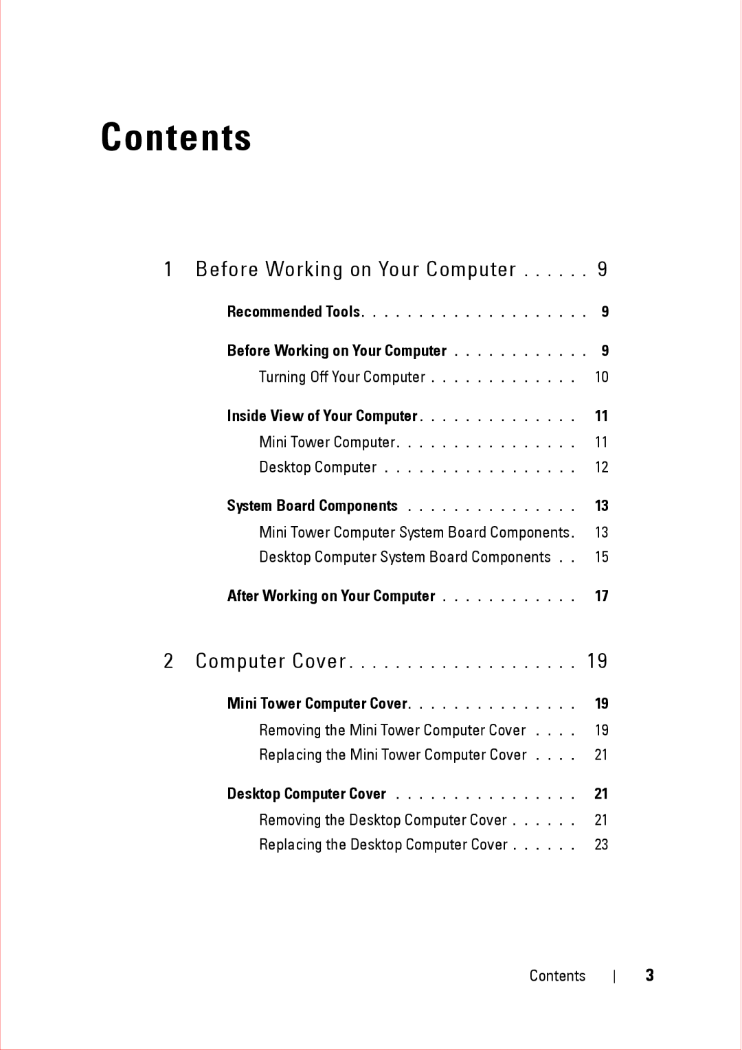 Dell 360 service manual Contents 