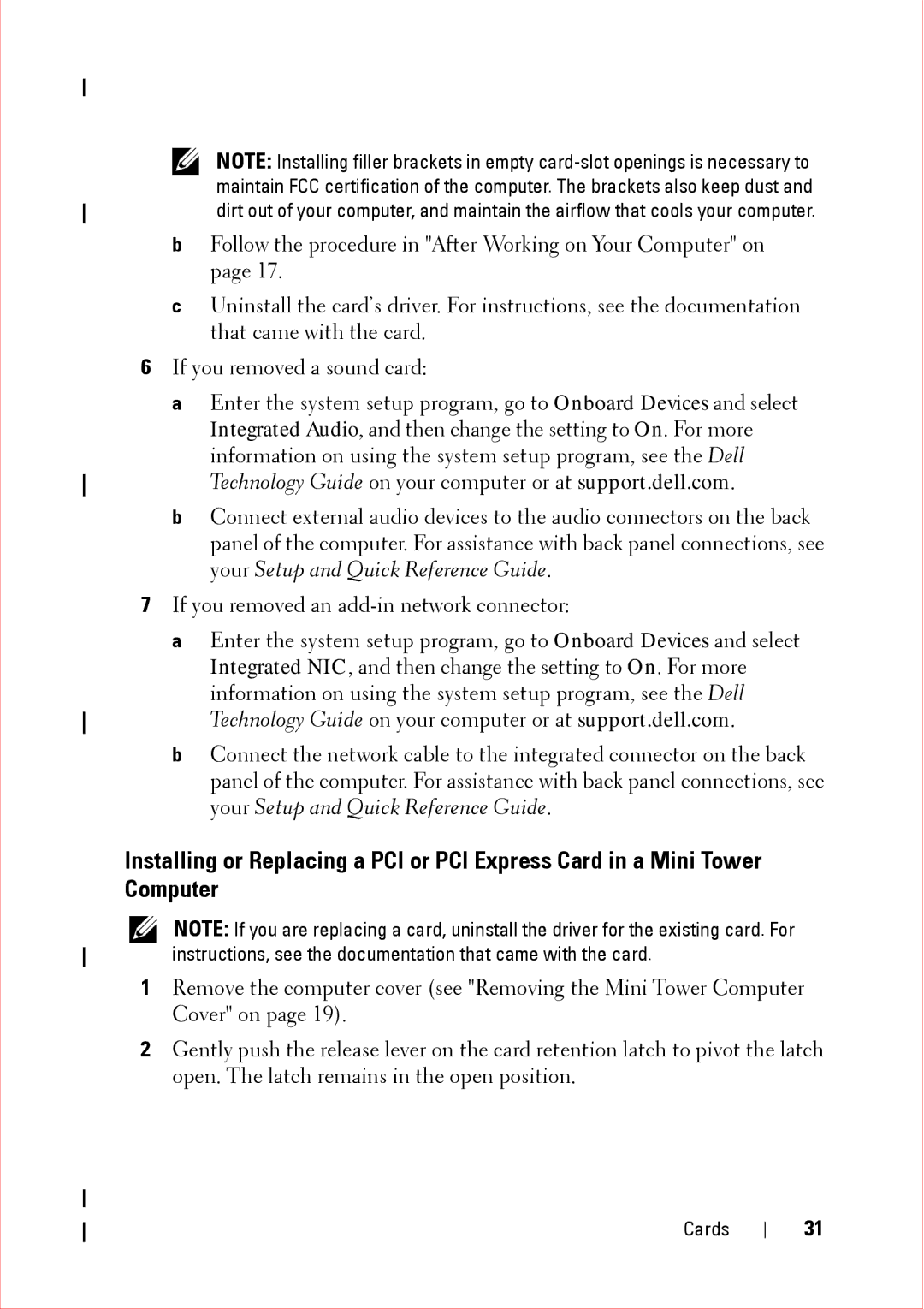 Dell 360 service manual Cards 