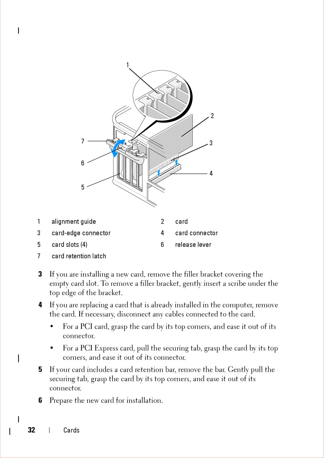 Dell 360 service manual Alignment guide Card Card-edge connector 