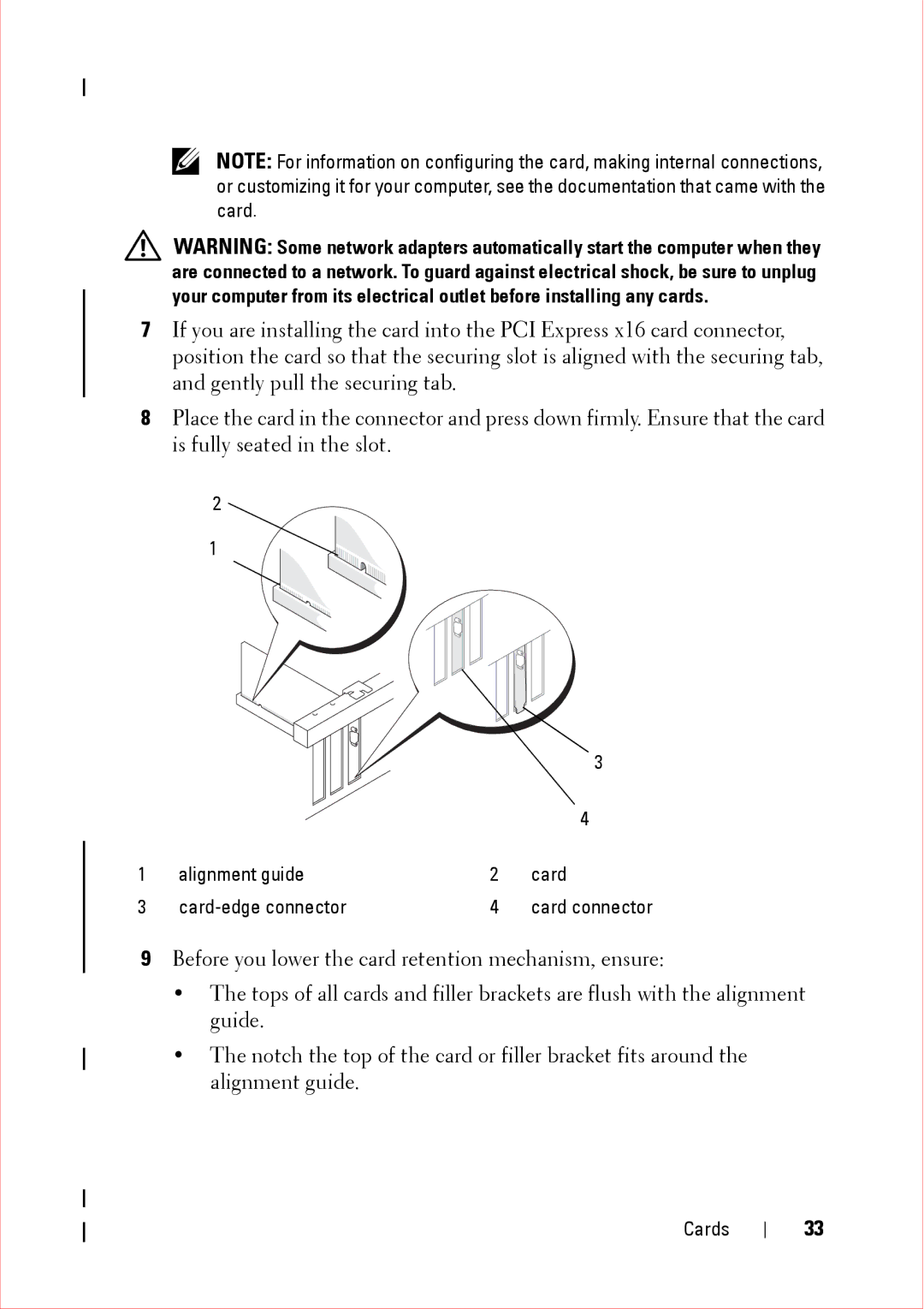 Dell 360 service manual Alignment guide Card Card-edge connector 