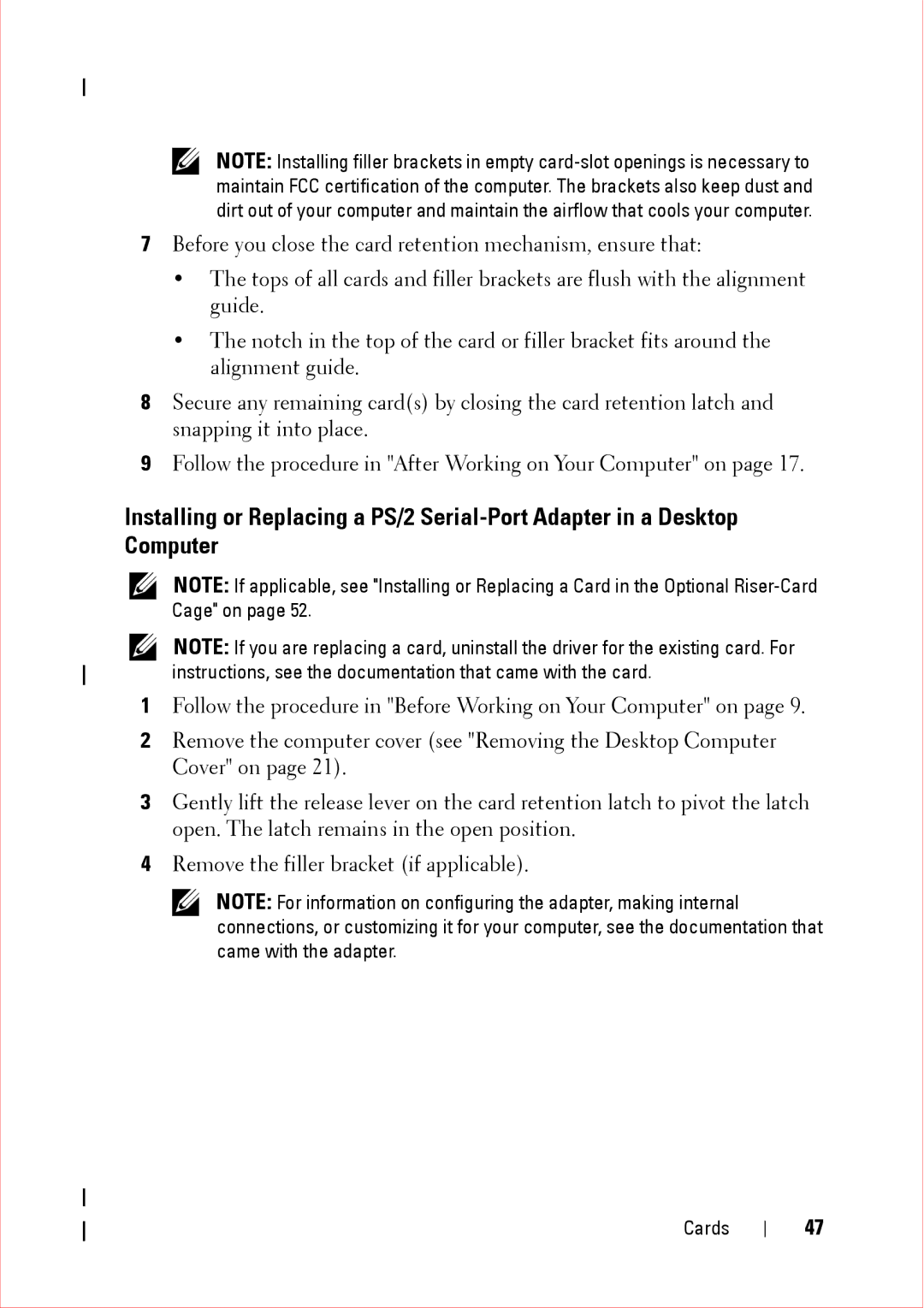 Dell 360 service manual Cards 