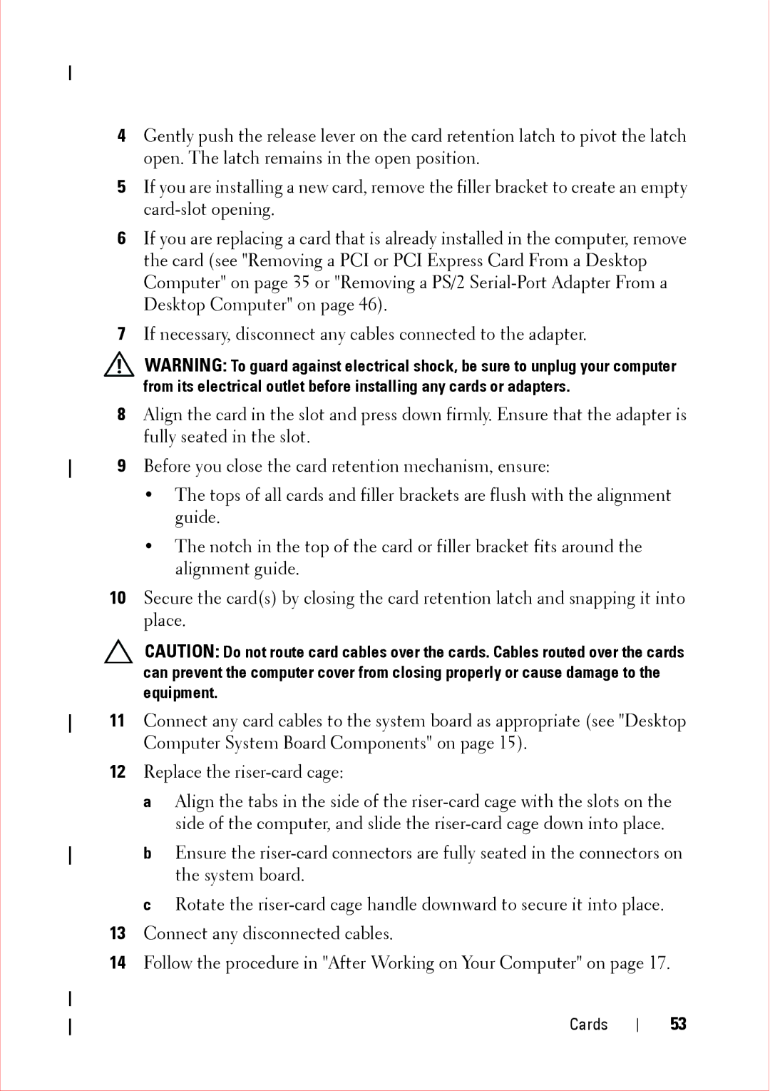 Dell 360 service manual Cards 