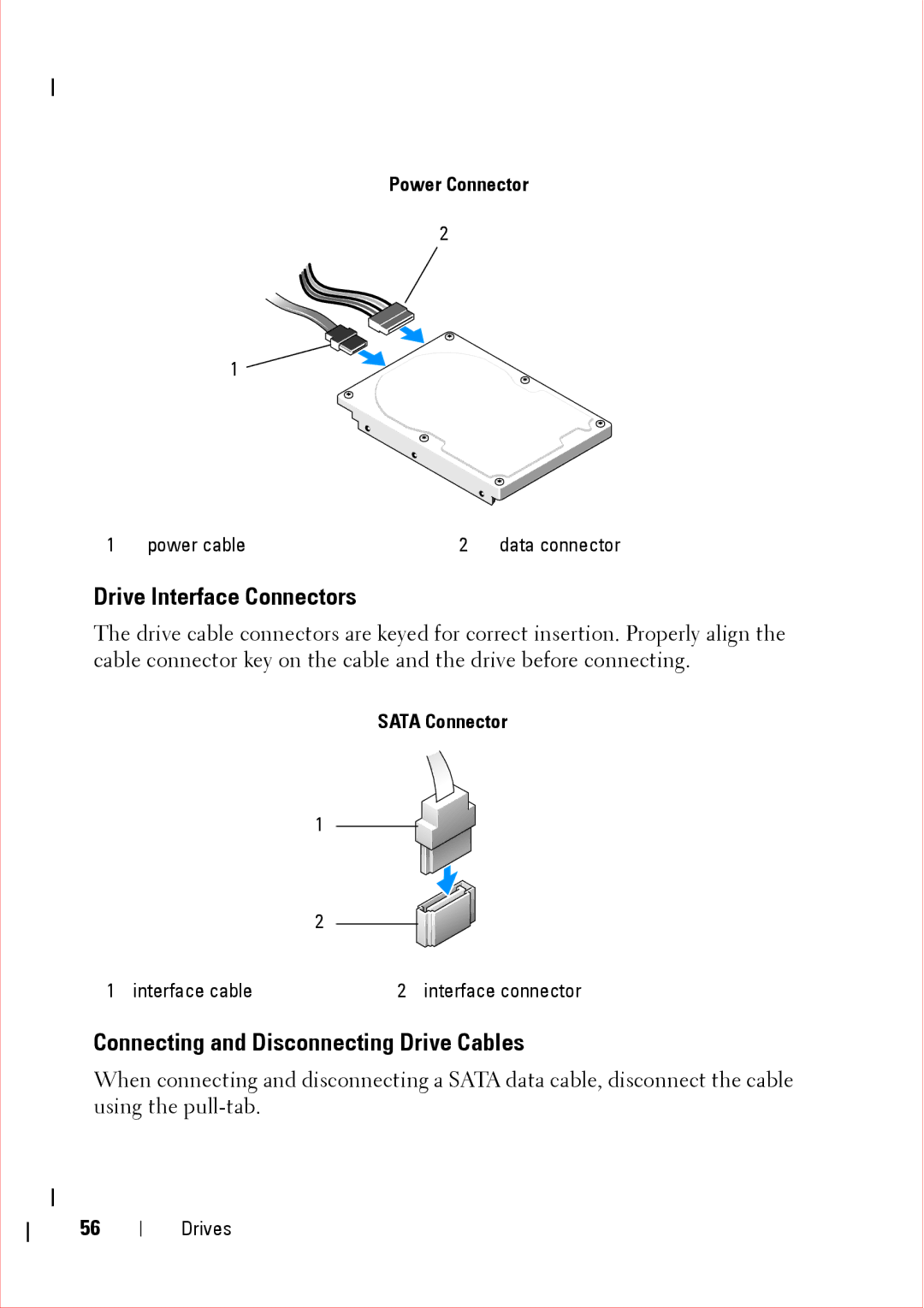 Dell 360 service manual Drive Interface Connectors, Connecting and Disconnecting Drive Cables 