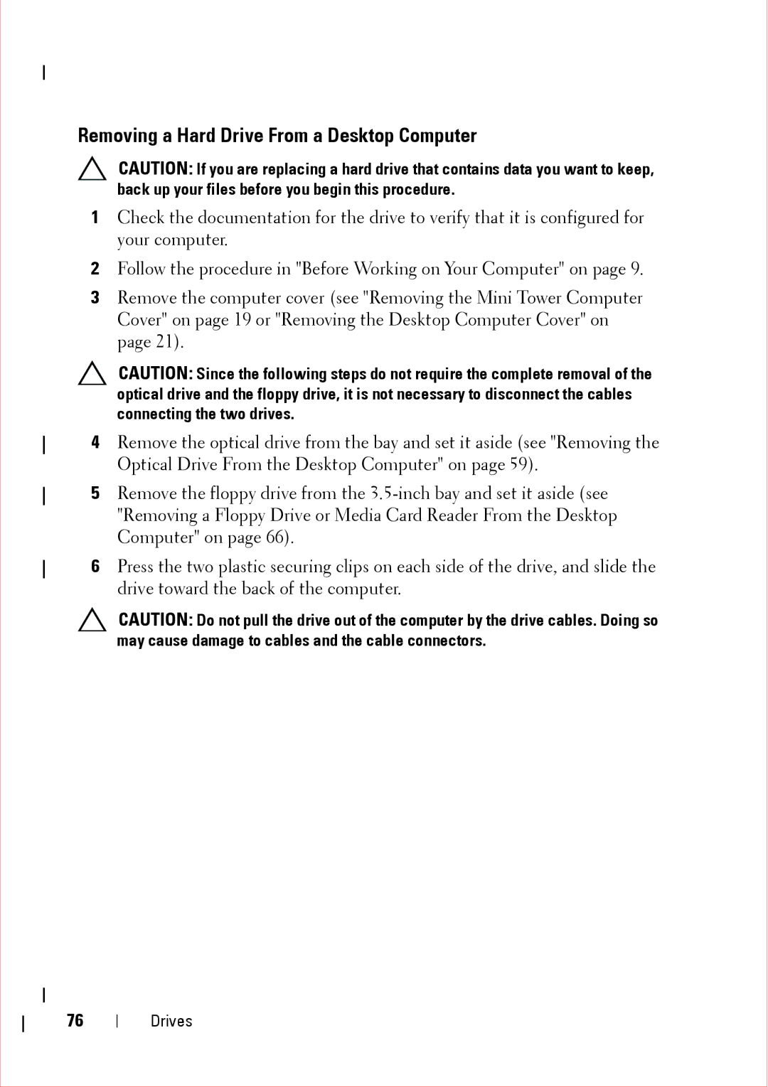 Dell 360 service manual Removing a Hard Drive From a Desktop Computer 