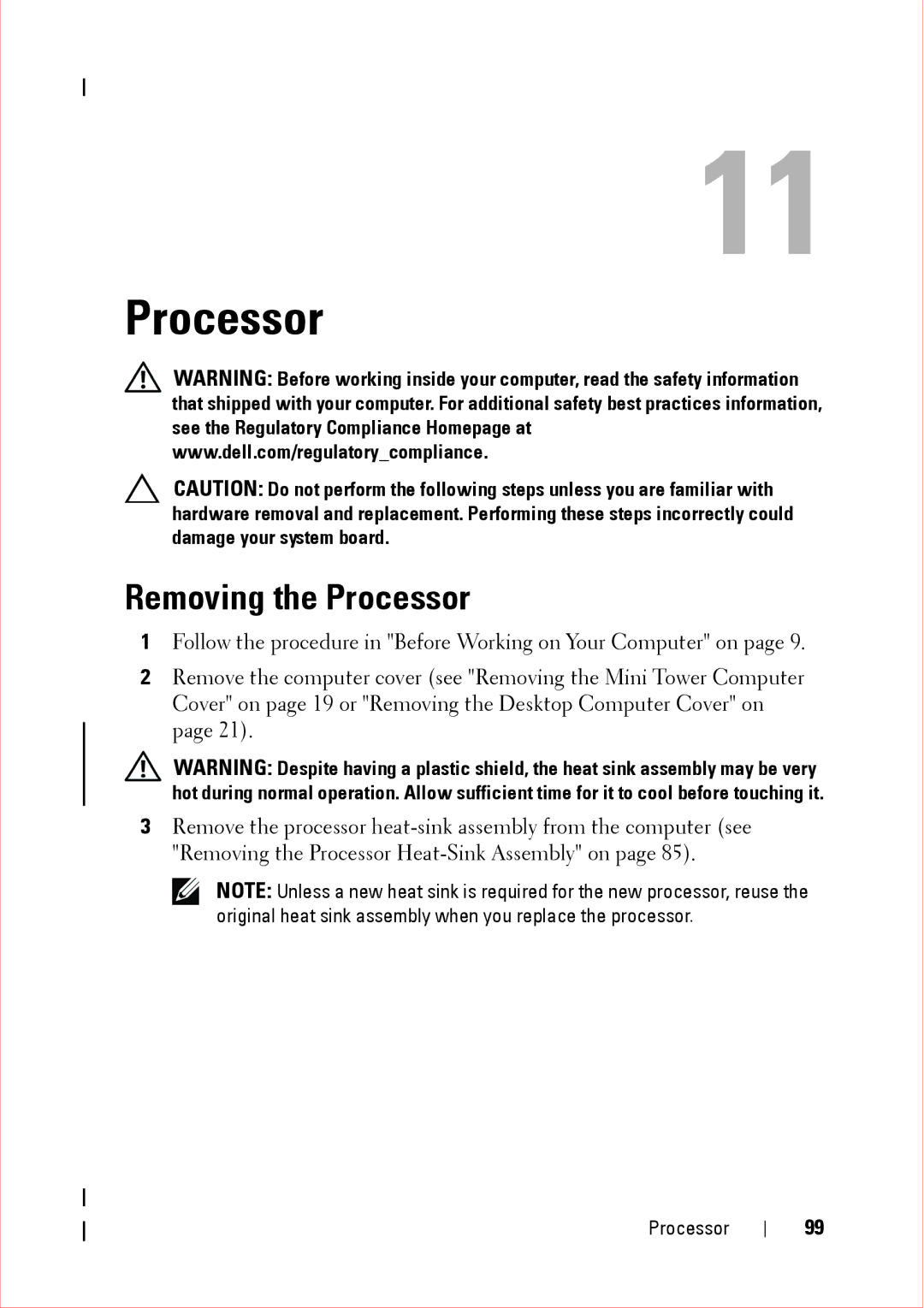 Dell 360 service manual Removing the Processor 