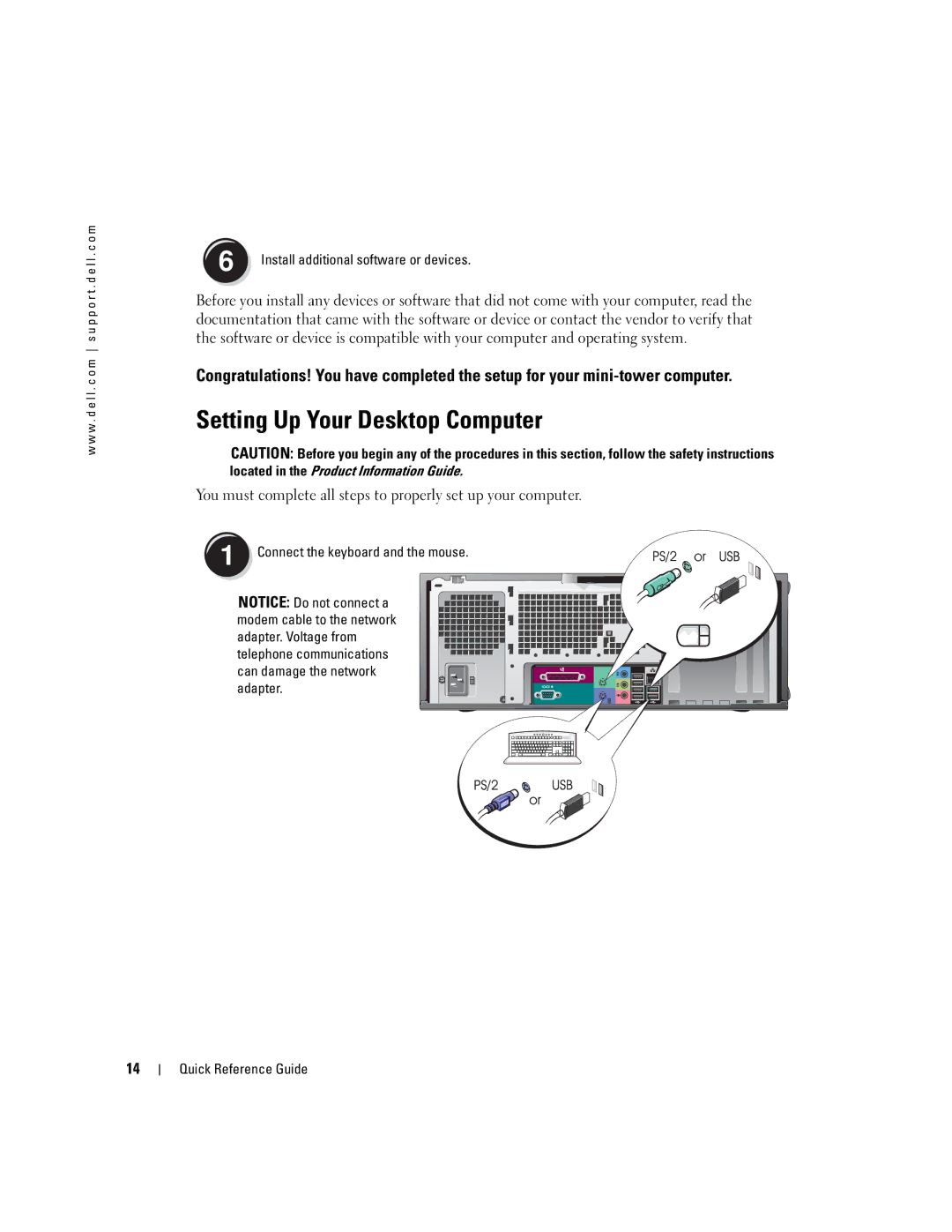 Dell 370, X3156 manual Setting Up Your Desktop Computer 