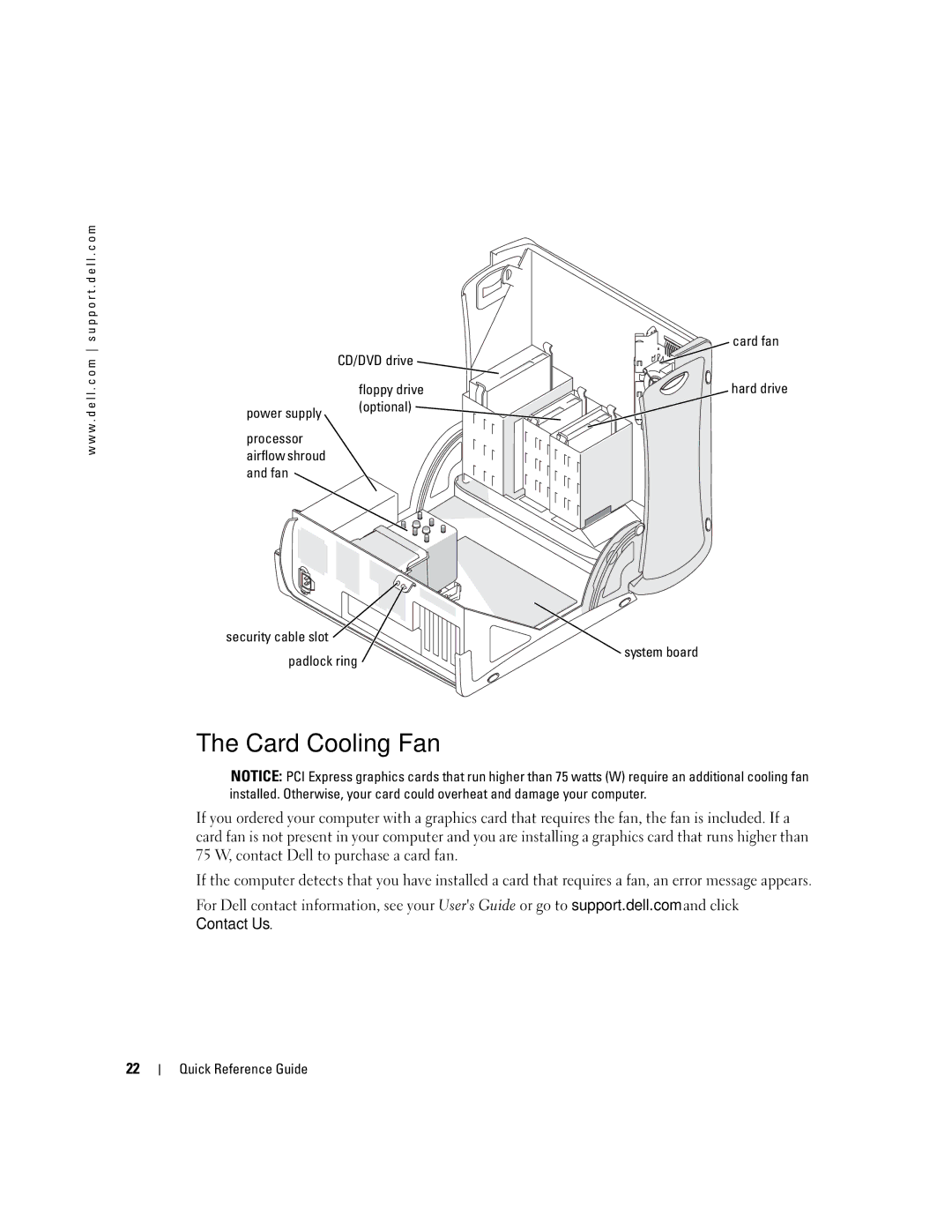 Dell 370, X3156 manual Card Cooling Fan 