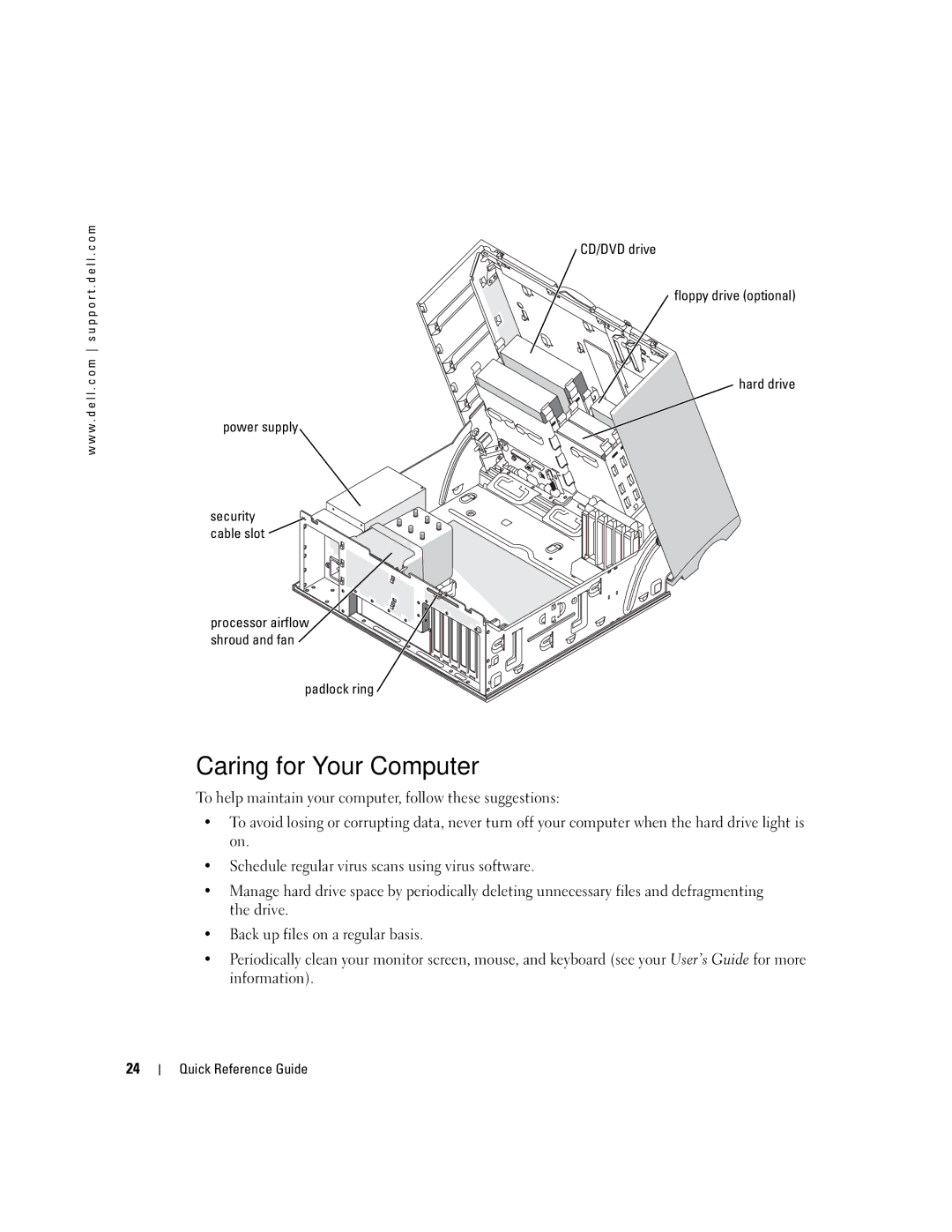 Dell 370, X3156 manual Caring for Your Computer 