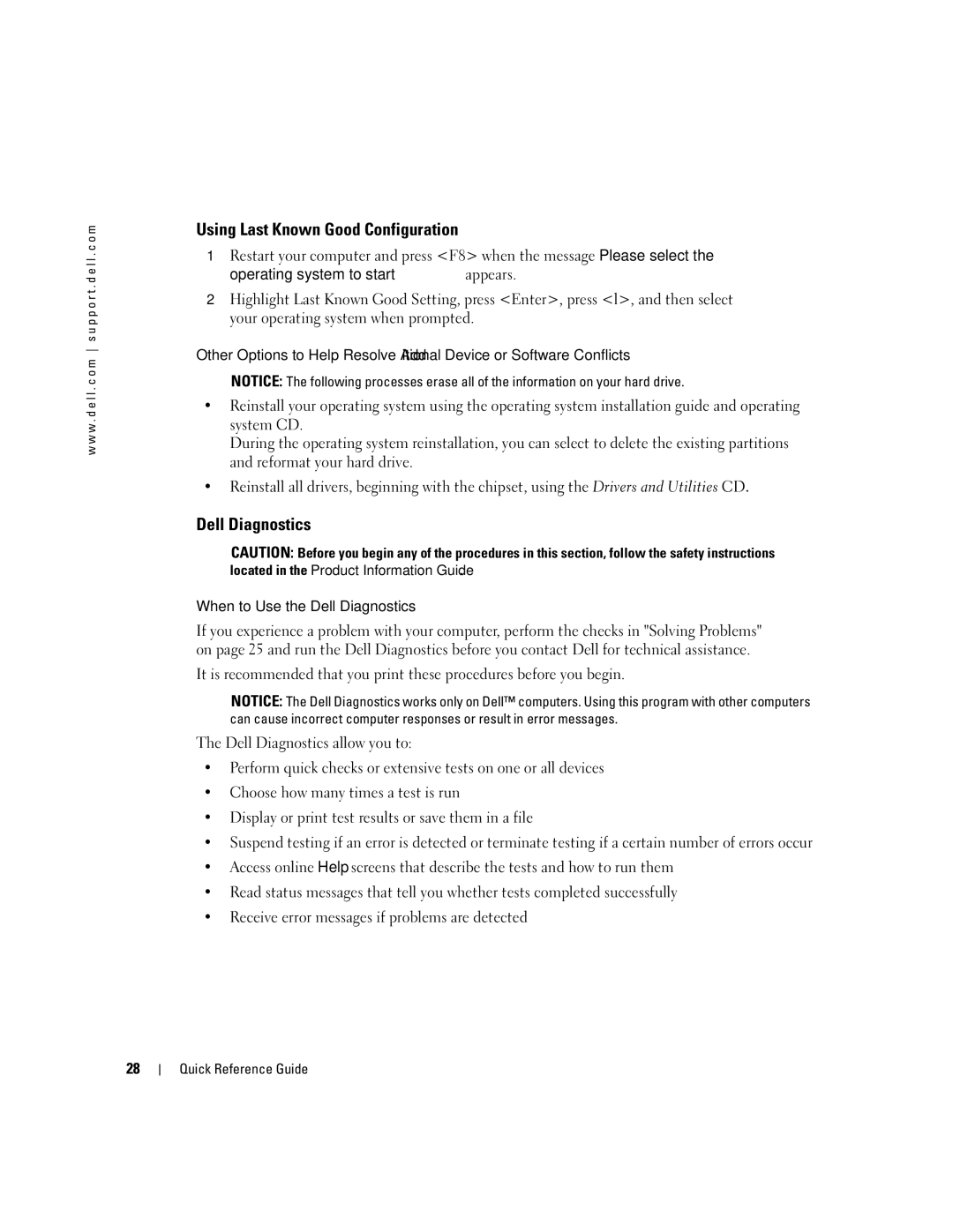 Dell 370, X3156 manual Using Last Known Good Configuration 