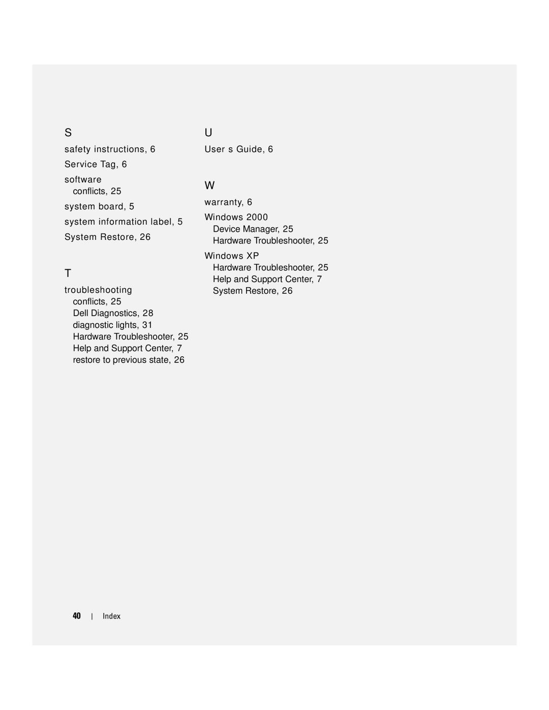 Dell 370, X3156 manual Index 