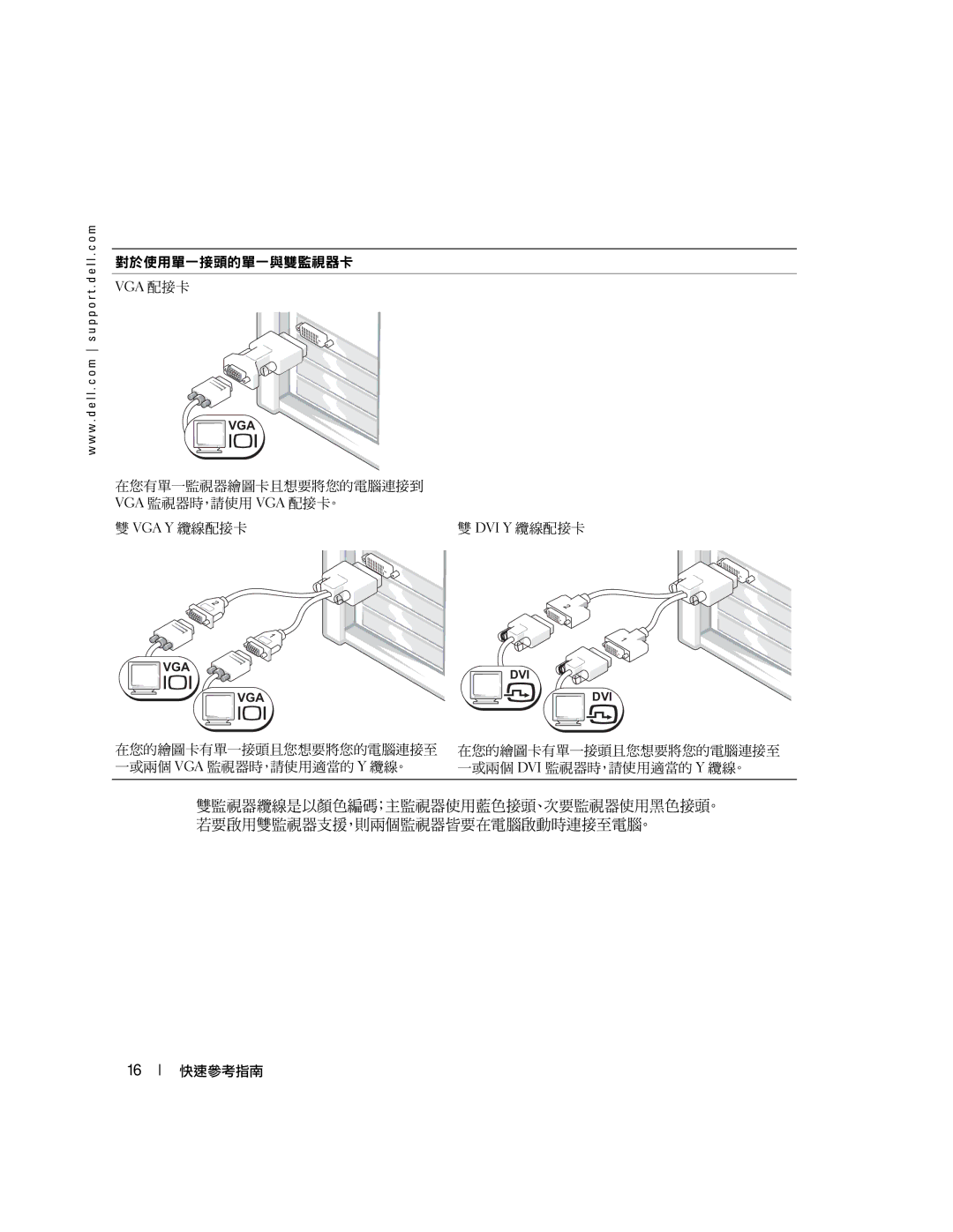 Dell 370, X3156 manual 對於使用單一接頭的單一與雙監視器卡 