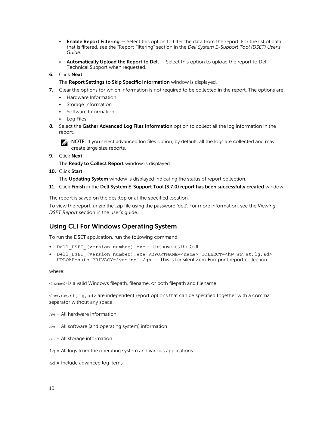 Dell 3.7.0 manual Using CLI For Windows Operating System 